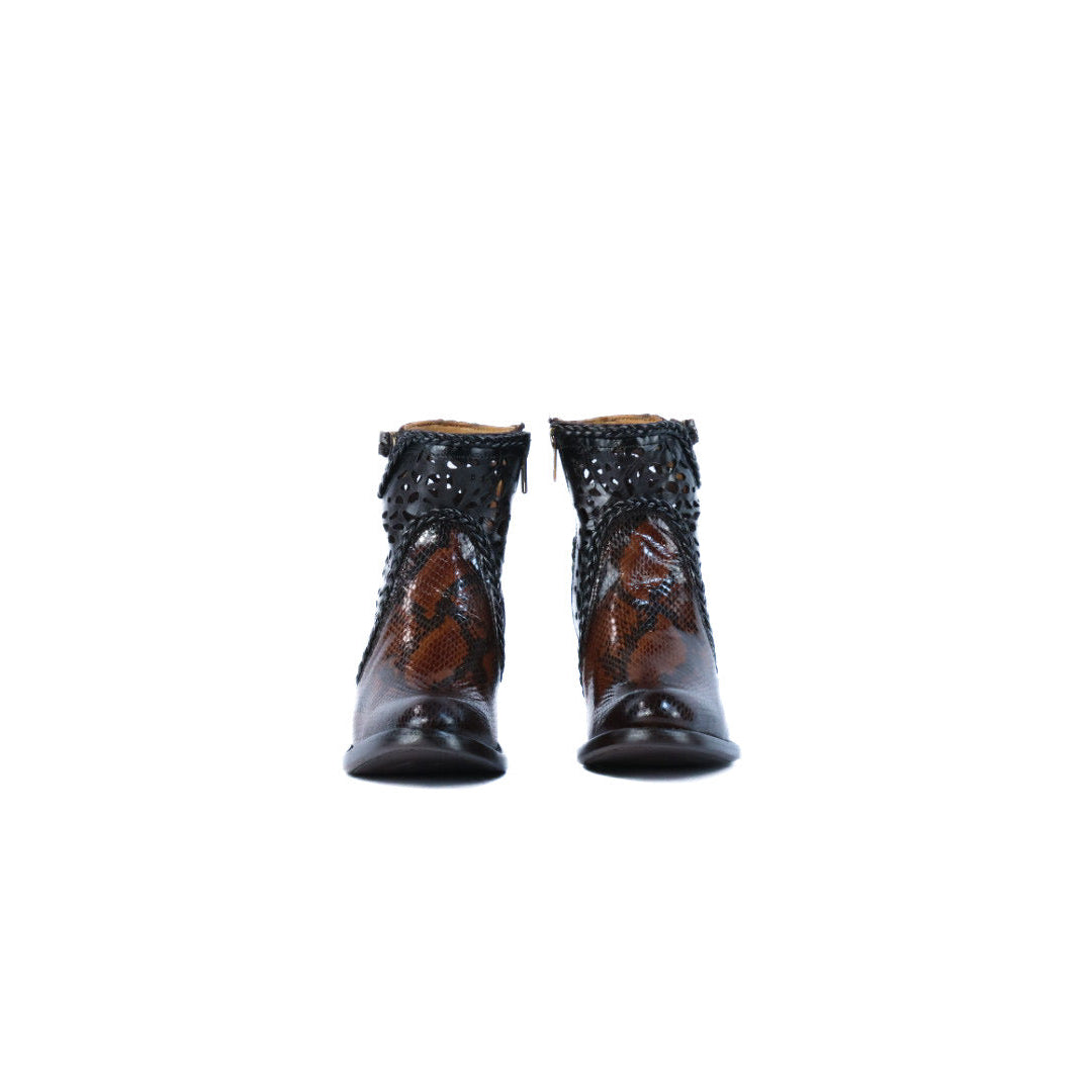 Brown Python ankle boots
