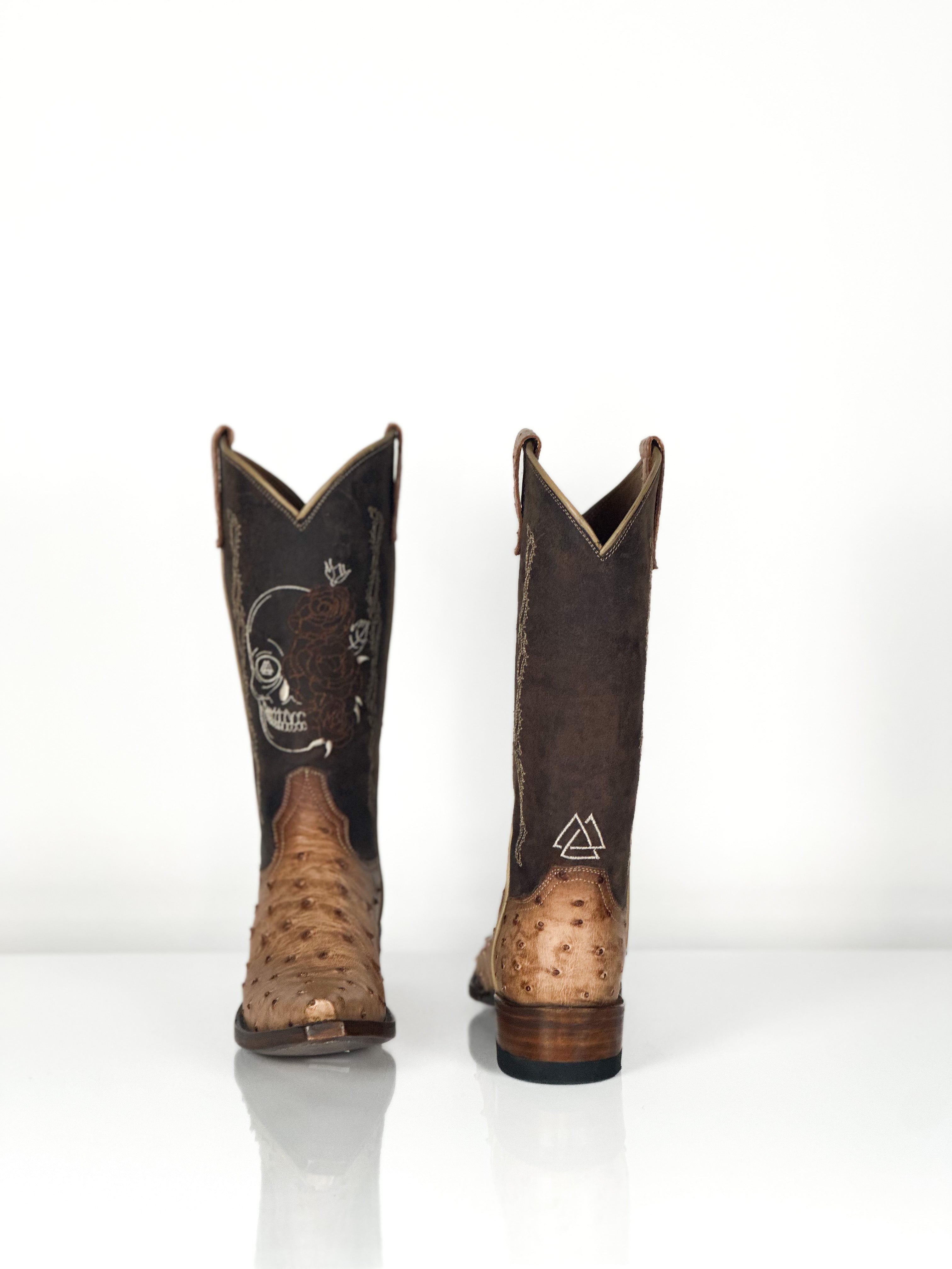 Womens Ostrich Skull Boots