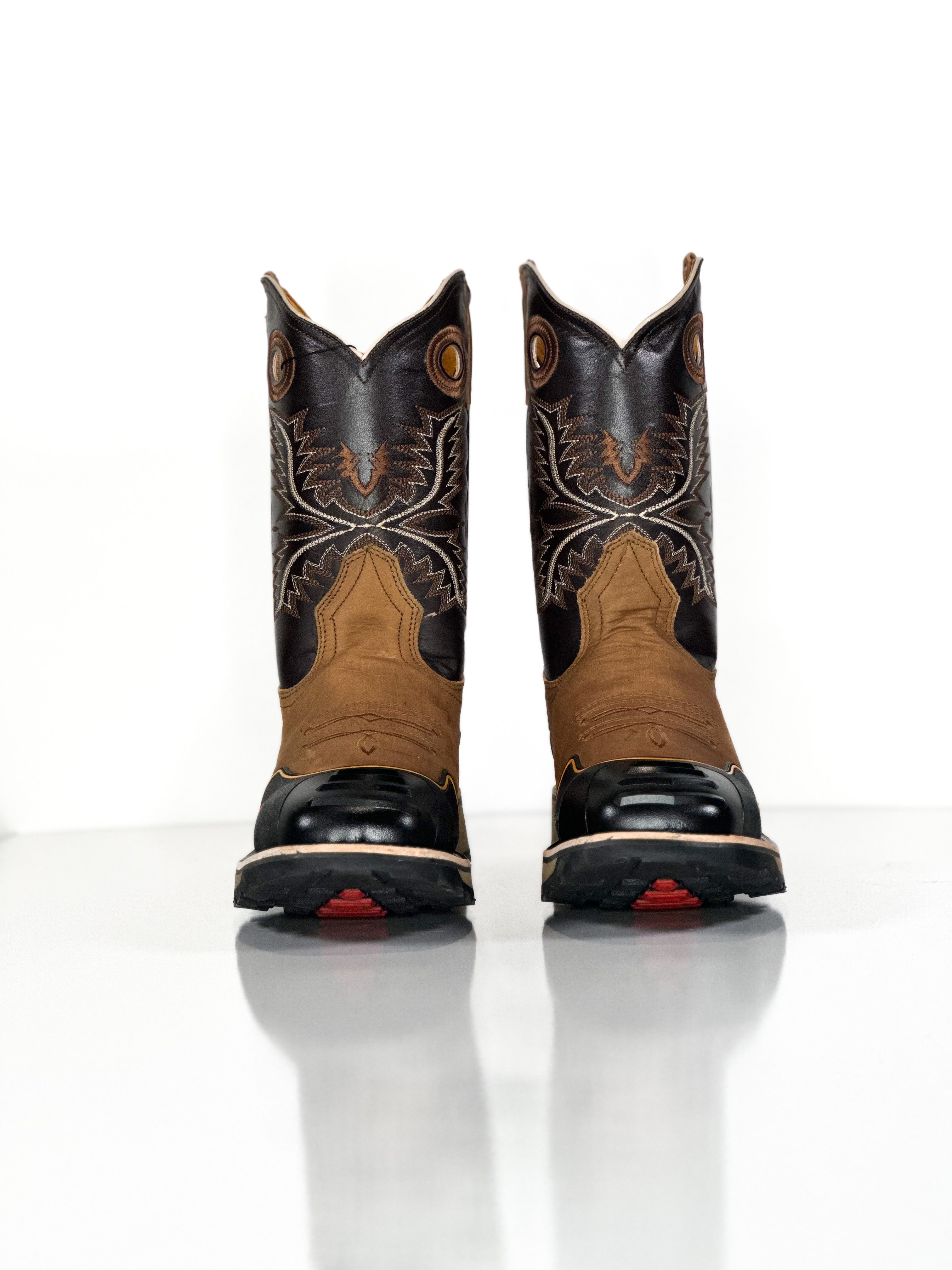 Composite toe Work Boot-Tabaco — side view of handmade western boots