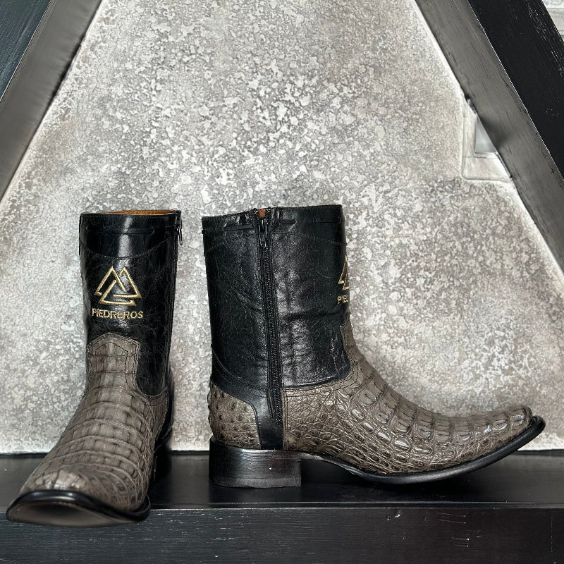 Sand Shadow Croc Boots — side view of handmade western boots