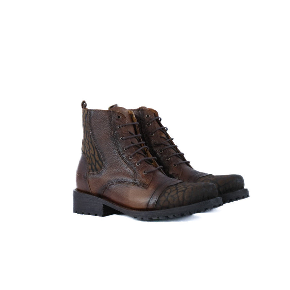 Dark brown shoelace leather ankle boots