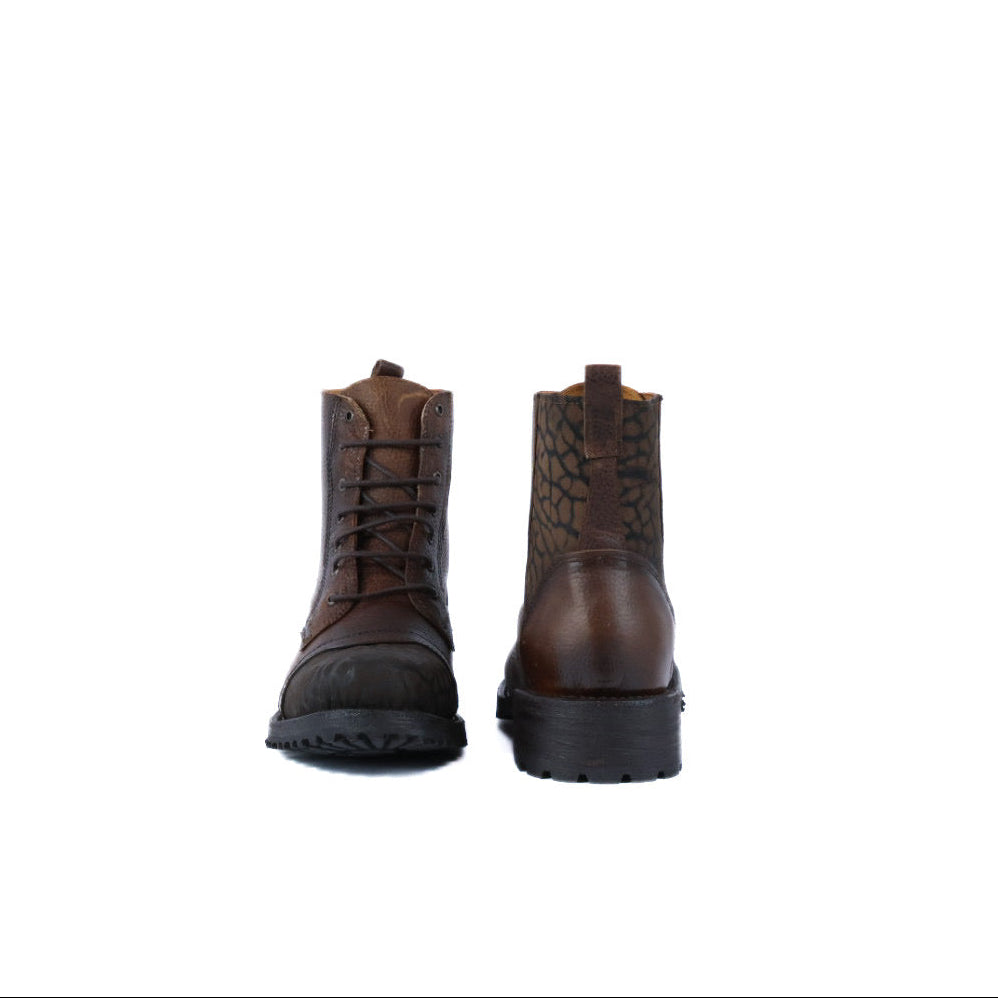 brown leather shoelace ankle boots