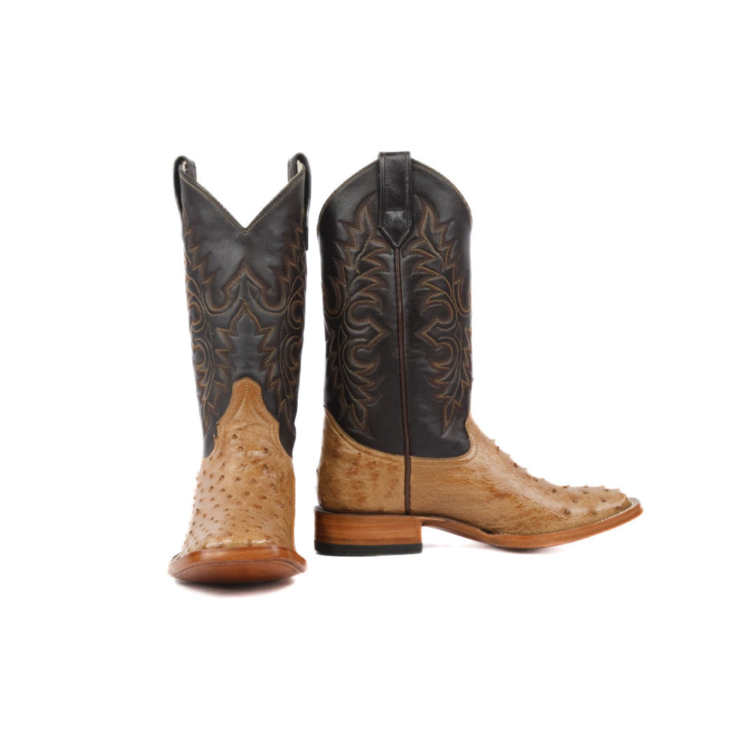 Mens Ostrich Boot Squared Toe