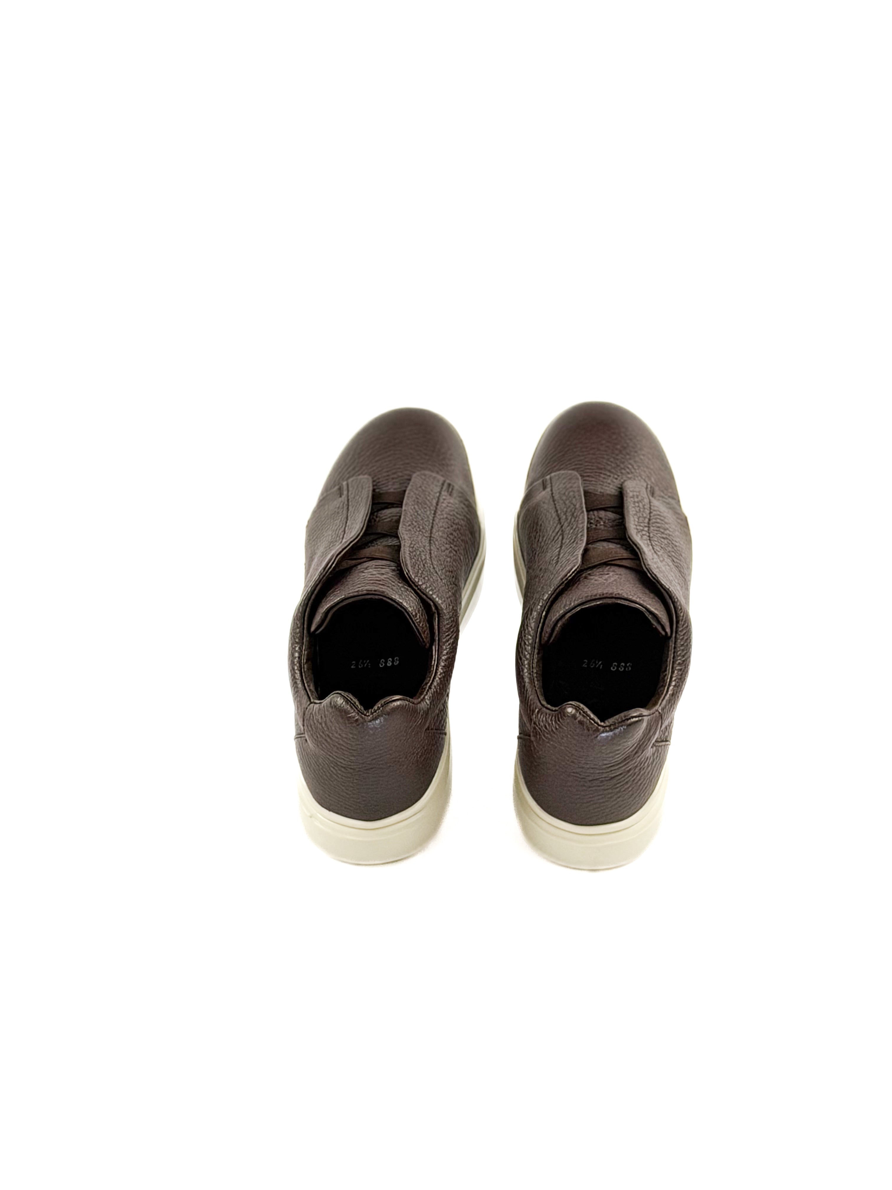 Brown slip-on deer sneakers with durable traction