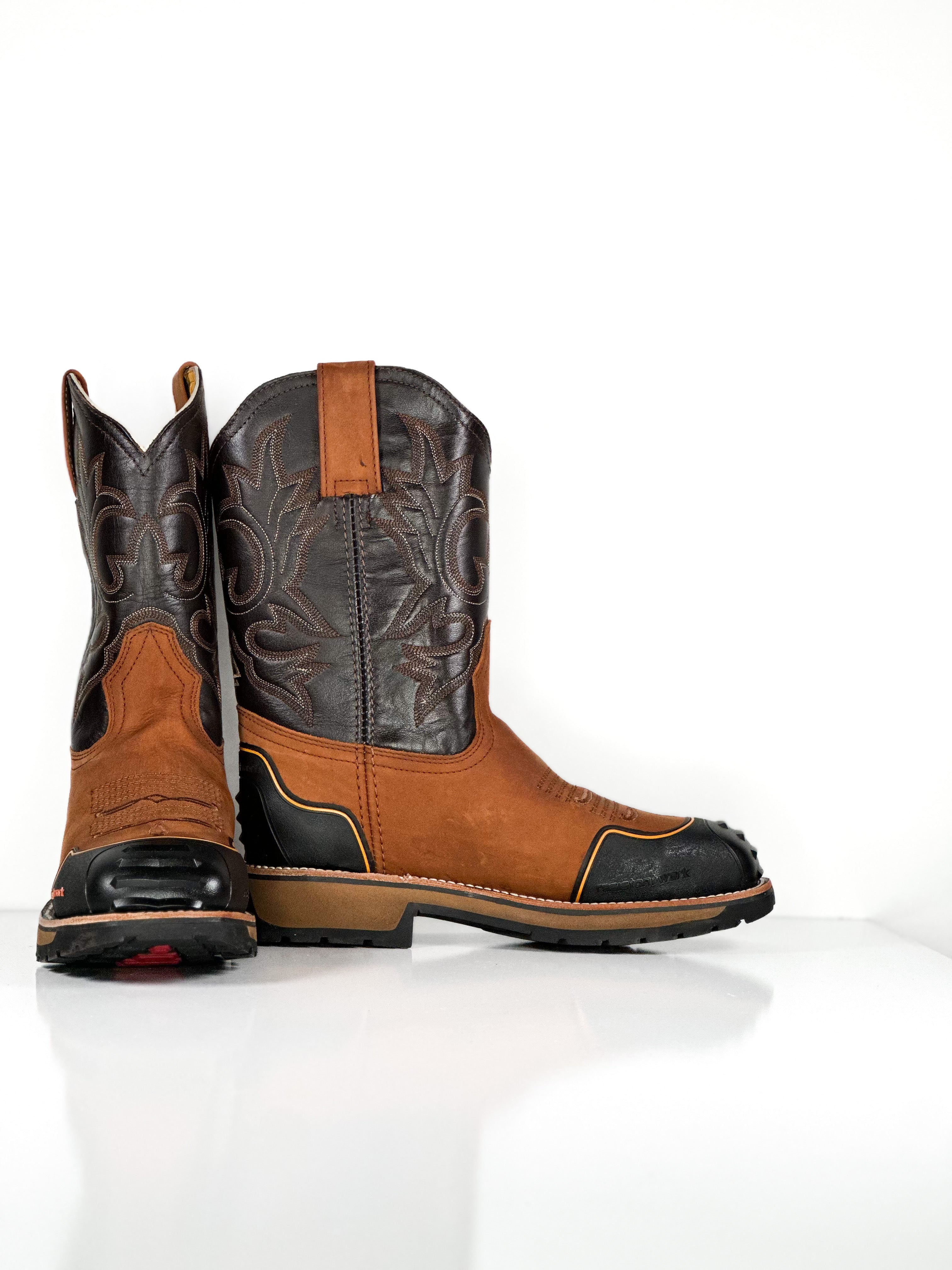 Composite toe work boot — detail shot of handmade western boots