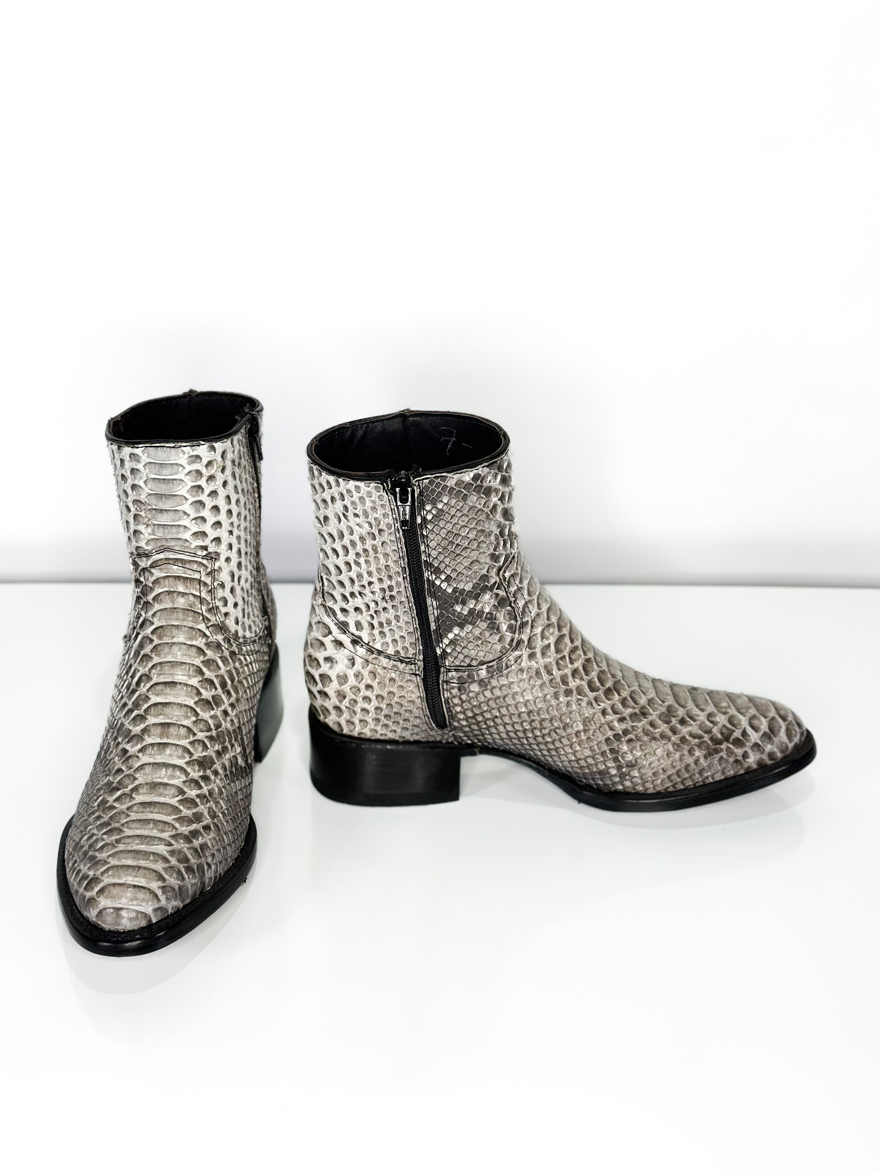Jake Python Boots — detail shot of handmade python boots