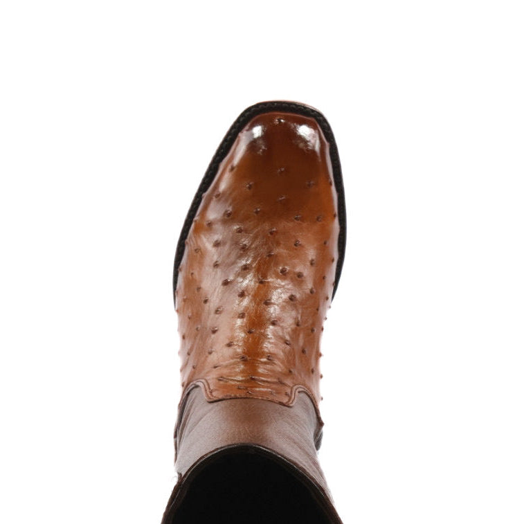 Ostrich Leather French Zipper Ankle Boots