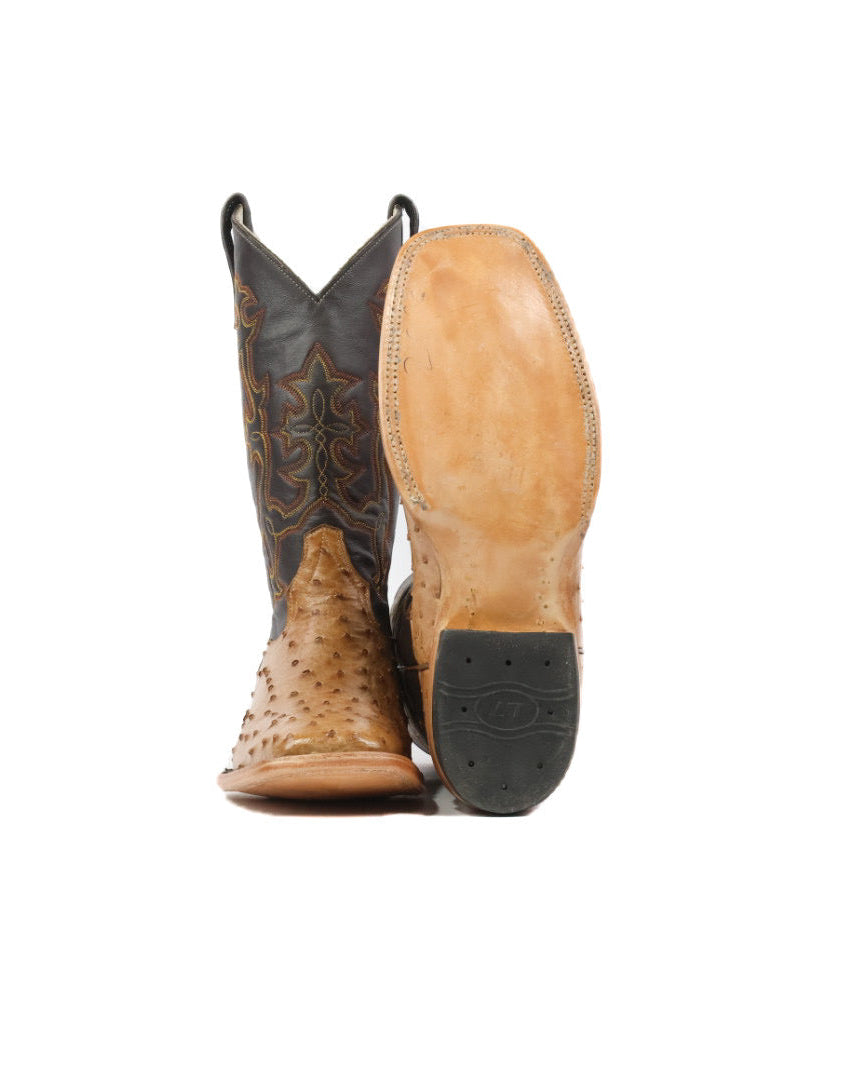 Mens Ostrich Boot Squared Toe