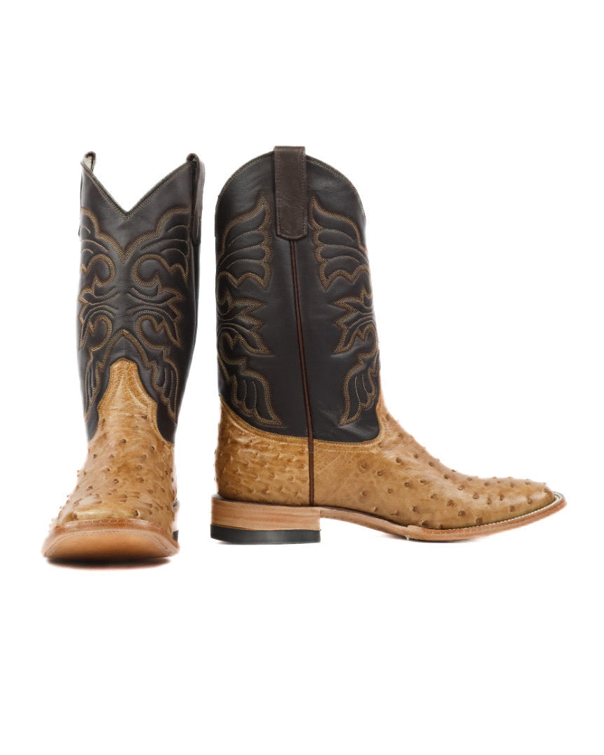 Mens Ostrich Boot Squared Toe