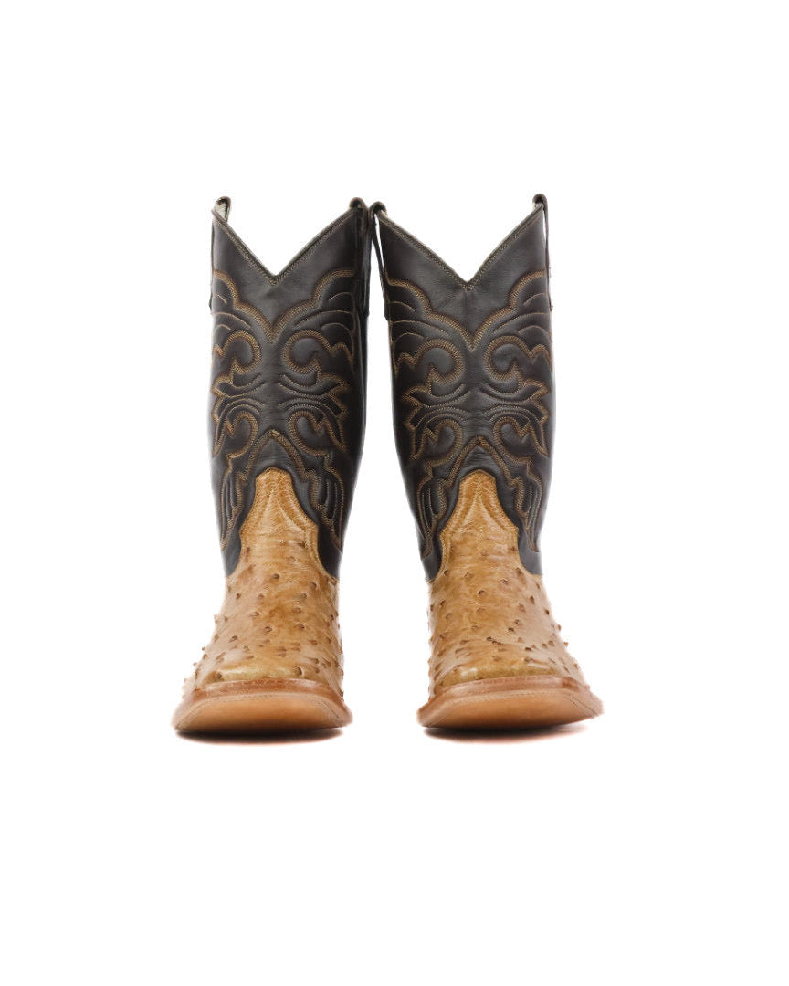 Mens Ostrich Boot Squared Toe