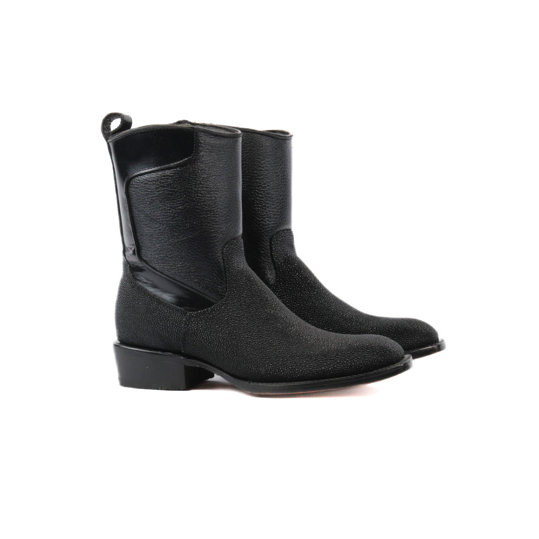 Stingray Leather Zipper Ankle Boots