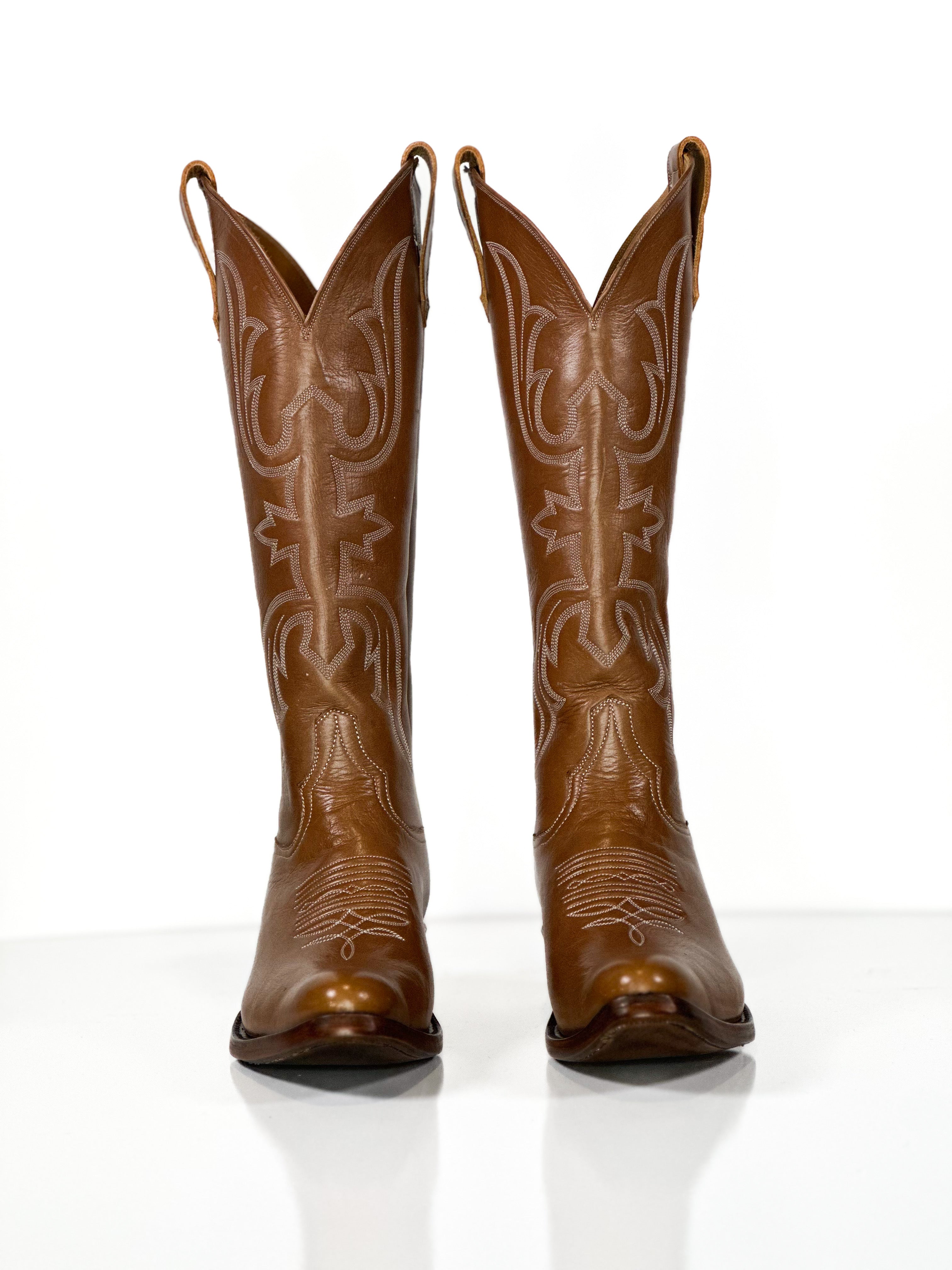 Copper Pearl Boots — side view of handmade western boots