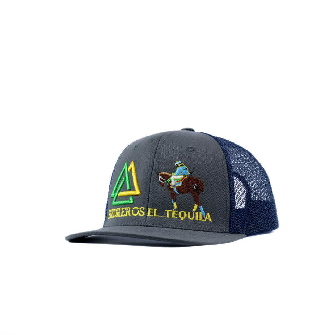 Gray and navy tequila piedreros cap
