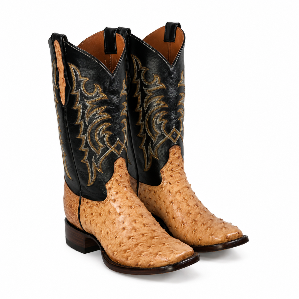 The Maxdale — Ostrich Square Toe Men's Cowboy Boot, angled view