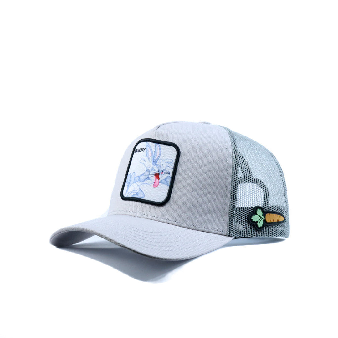 Gray cap with bugs bunny design on a white background