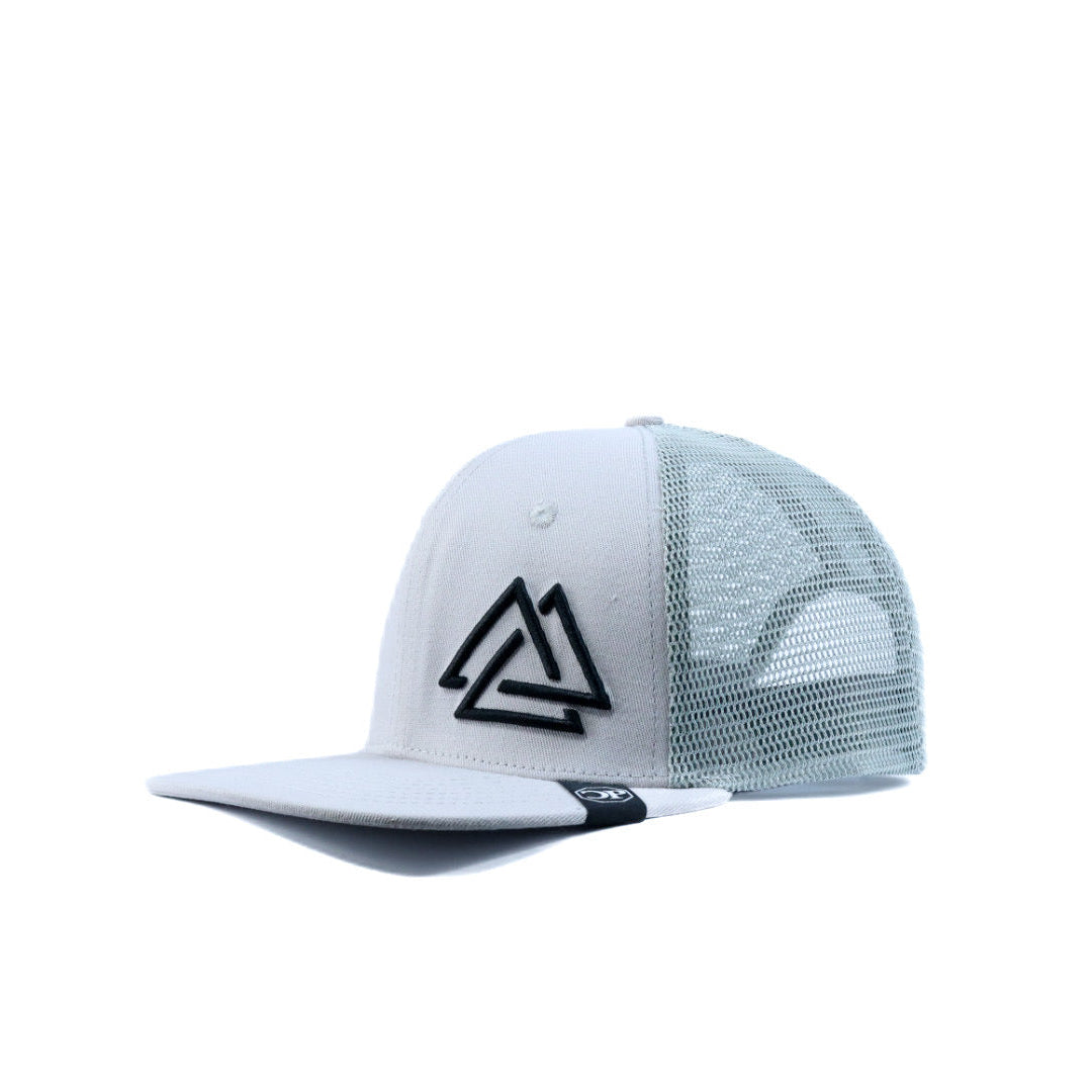 gray trucker cap with piedreros logo