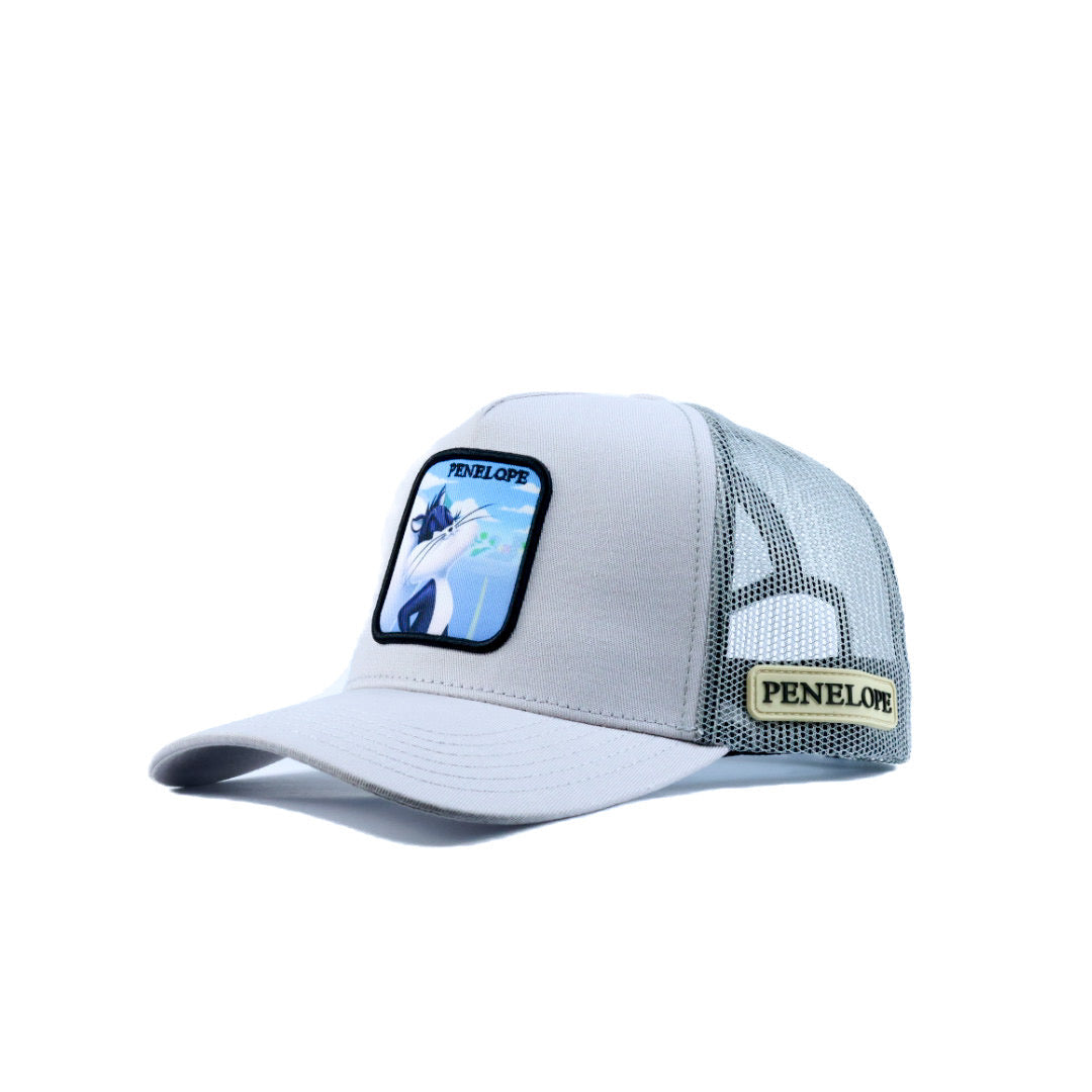 gray trucker cap with penelope logo