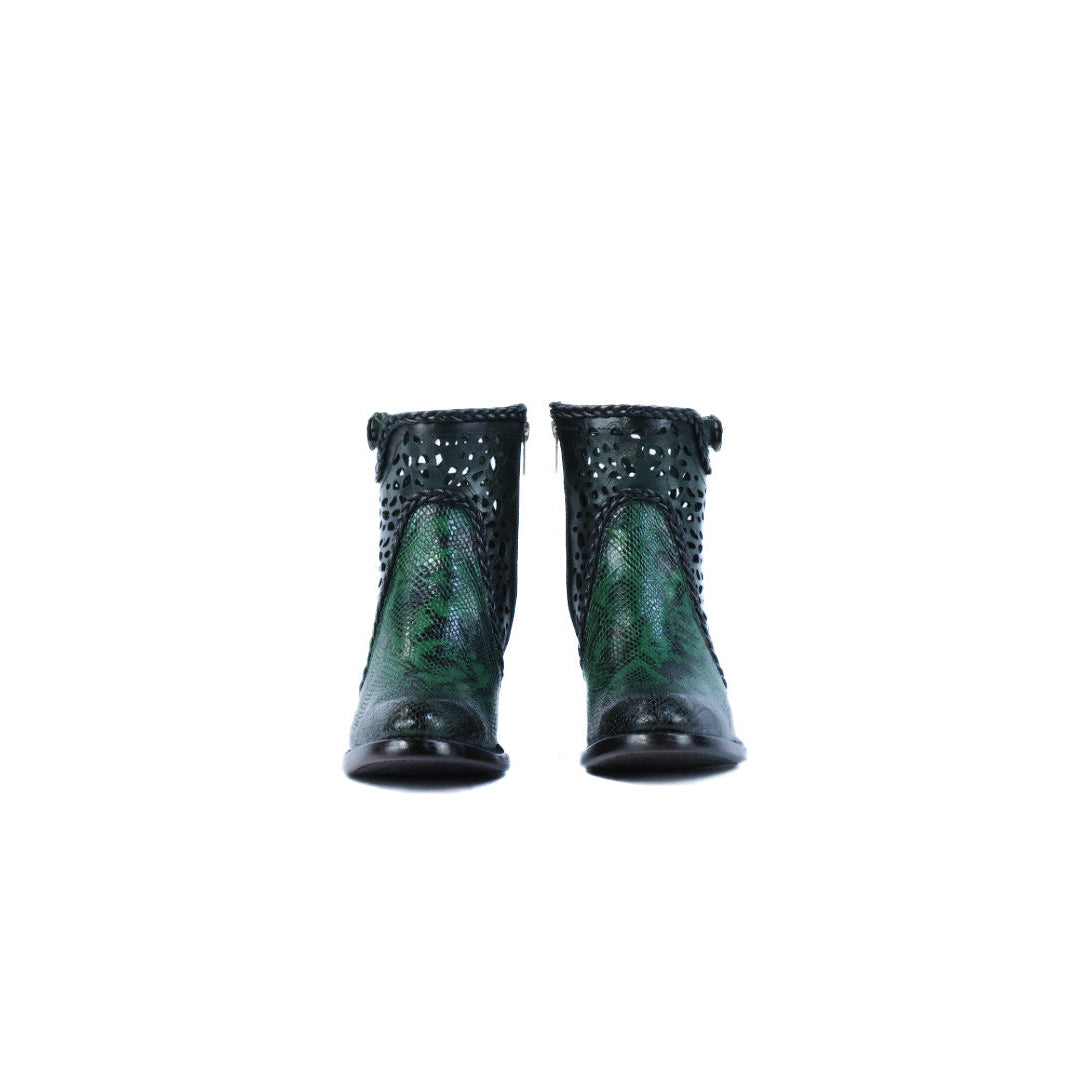 Green python ankle boots