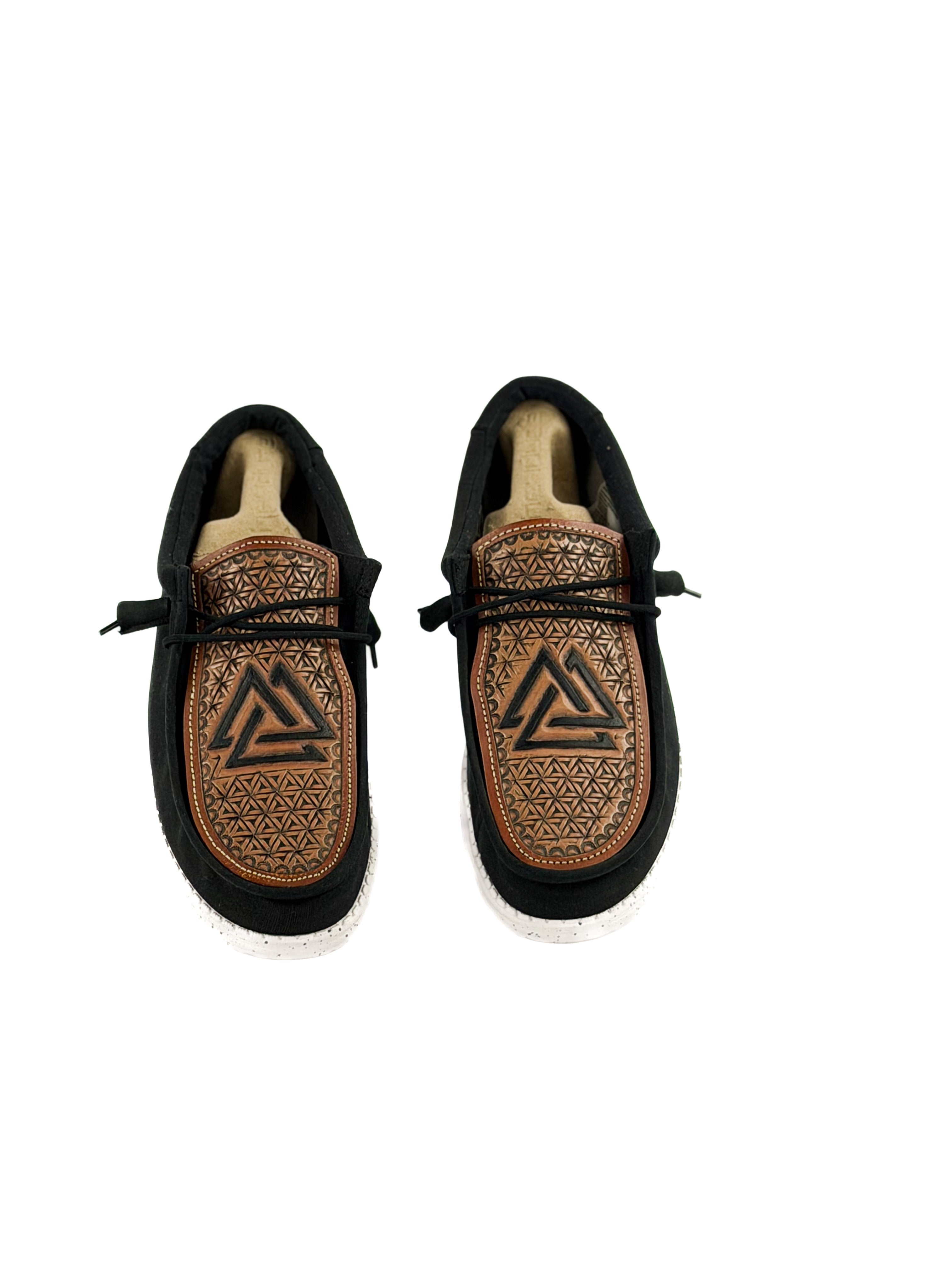 Black hey dudes with hand tooled piedreros logo