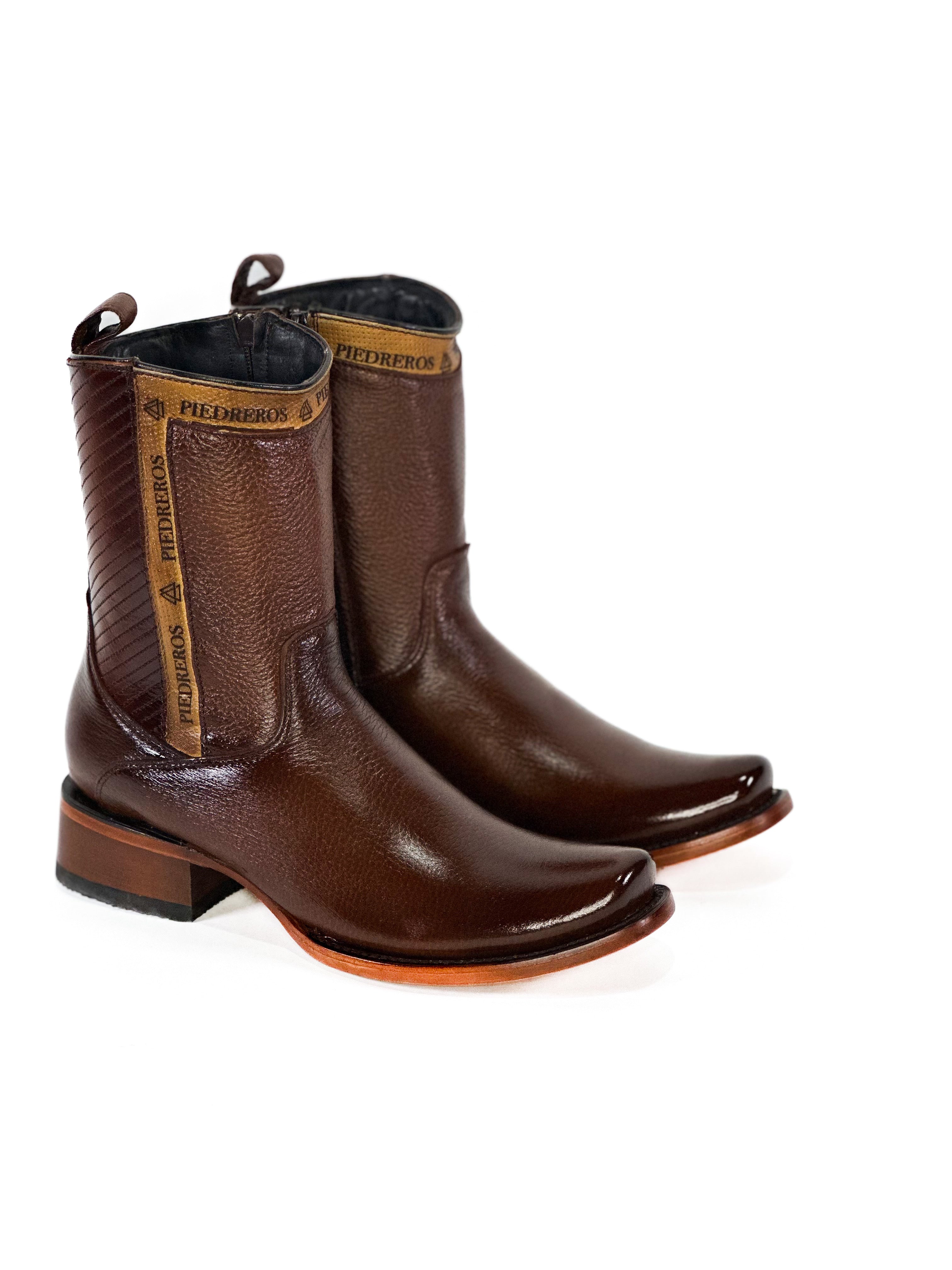 Deer Monte Carlo Ankle Boot — leather detail of handmade western boots