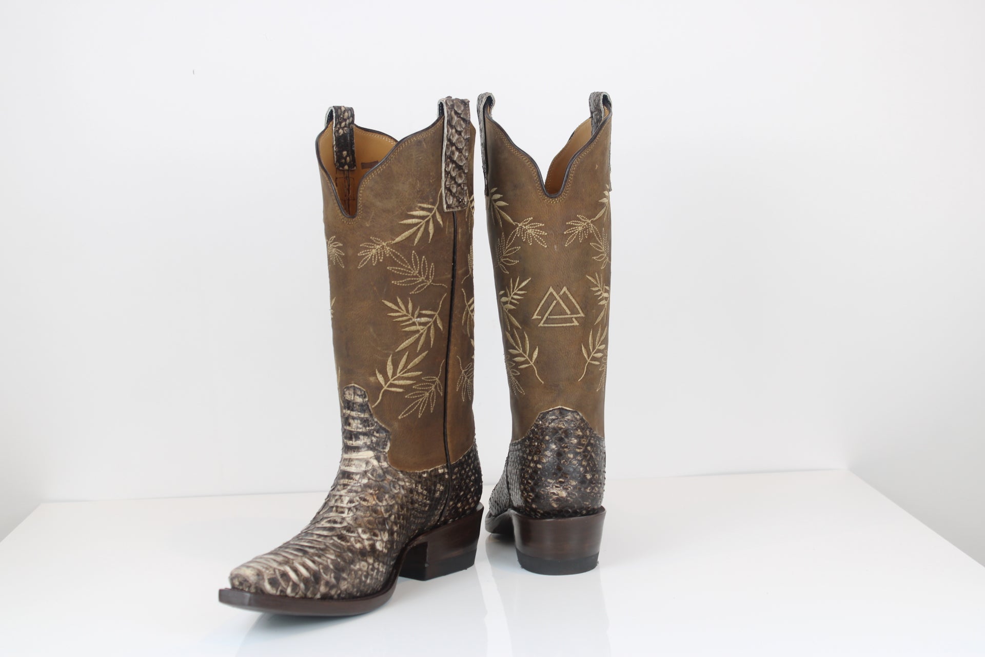 Dynastasia Python Boots — side view of handmade python boots