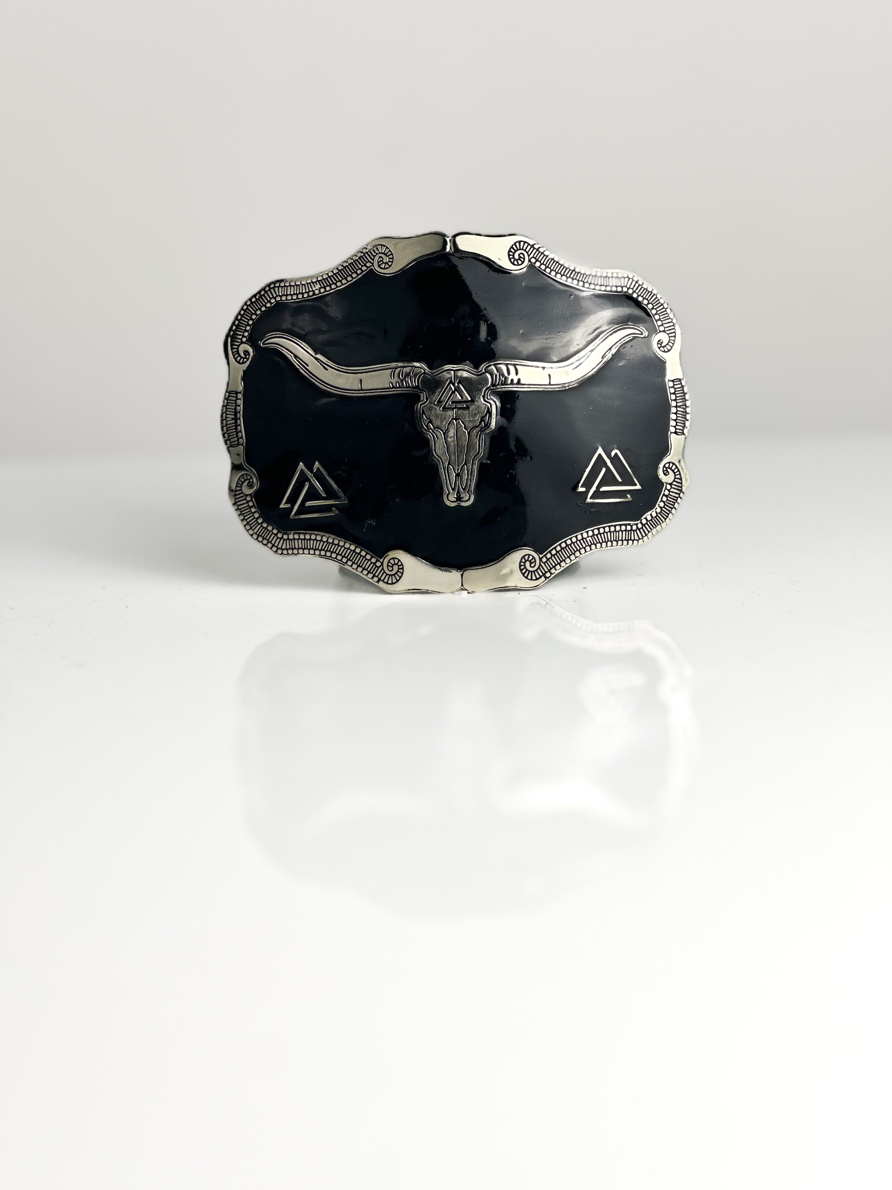 ONYX LONGHORN BUCKLE — Cuadra Piedreros western belt buckle