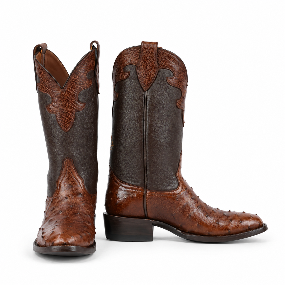 Mens Ostrich Round Toe Boot
