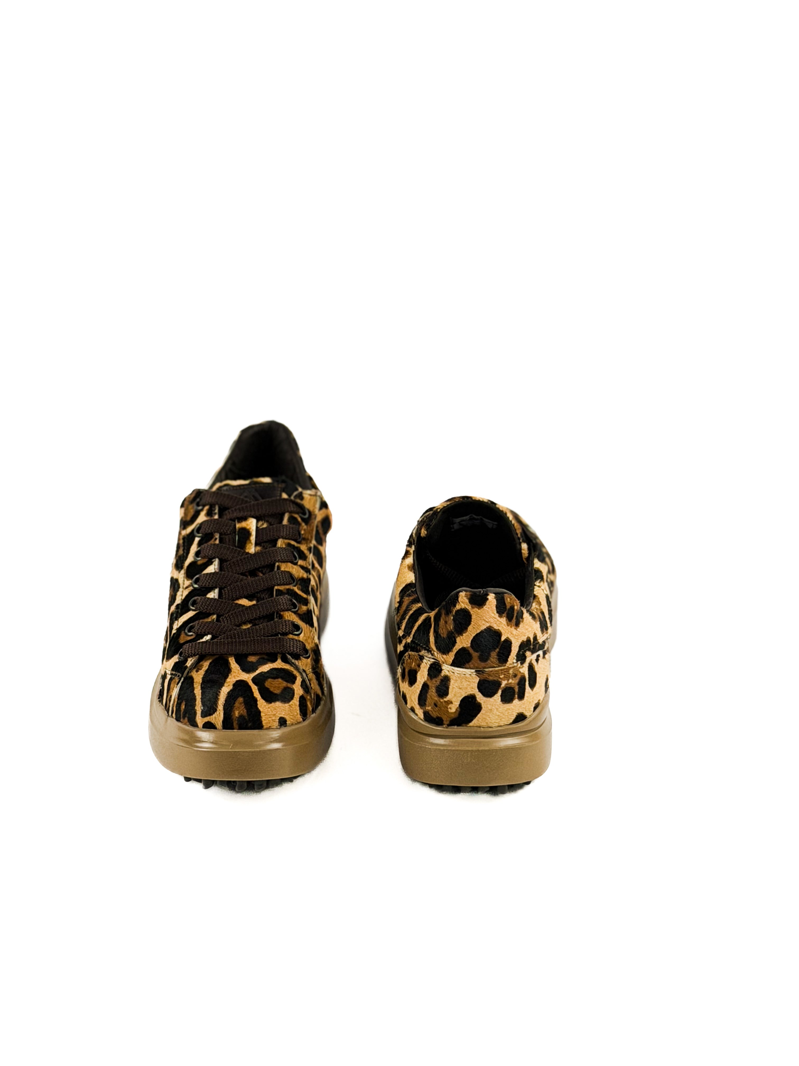Italian Leopard hide sneakers with shoe laces