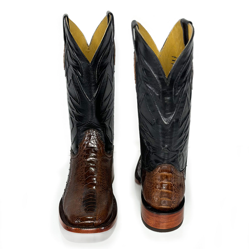 Ñando Ostrich Boot — angled view of handmade ostrich boots