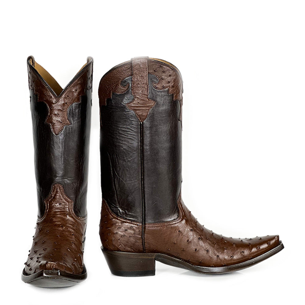 Ostrich- BuckBeam Boot — side view of handmade ostrich boots