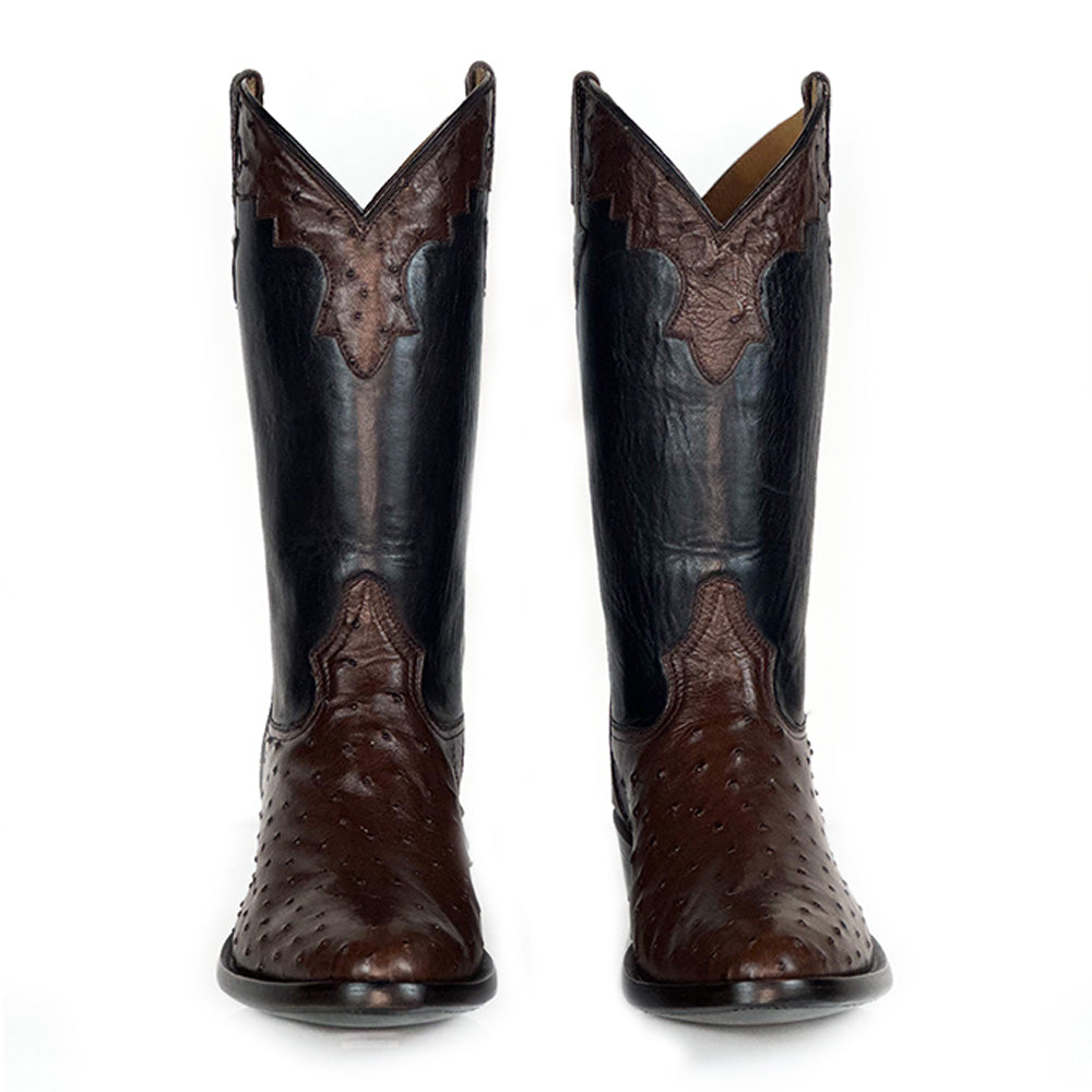 Ostrich- Buck Brown Boot — detail shot of handmade ostrich boots
