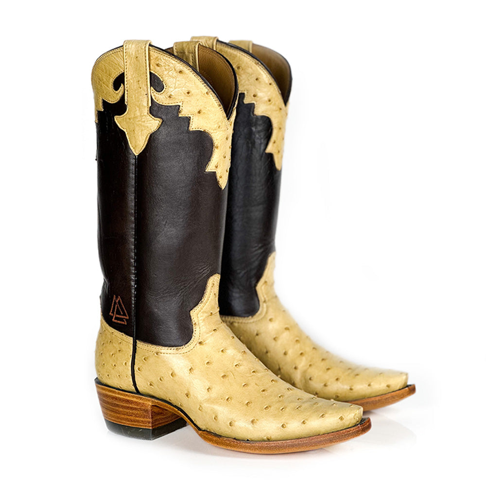 Ostrich- Flama Gold Boot — handmade ostrich boots by Cuadra Piedreros