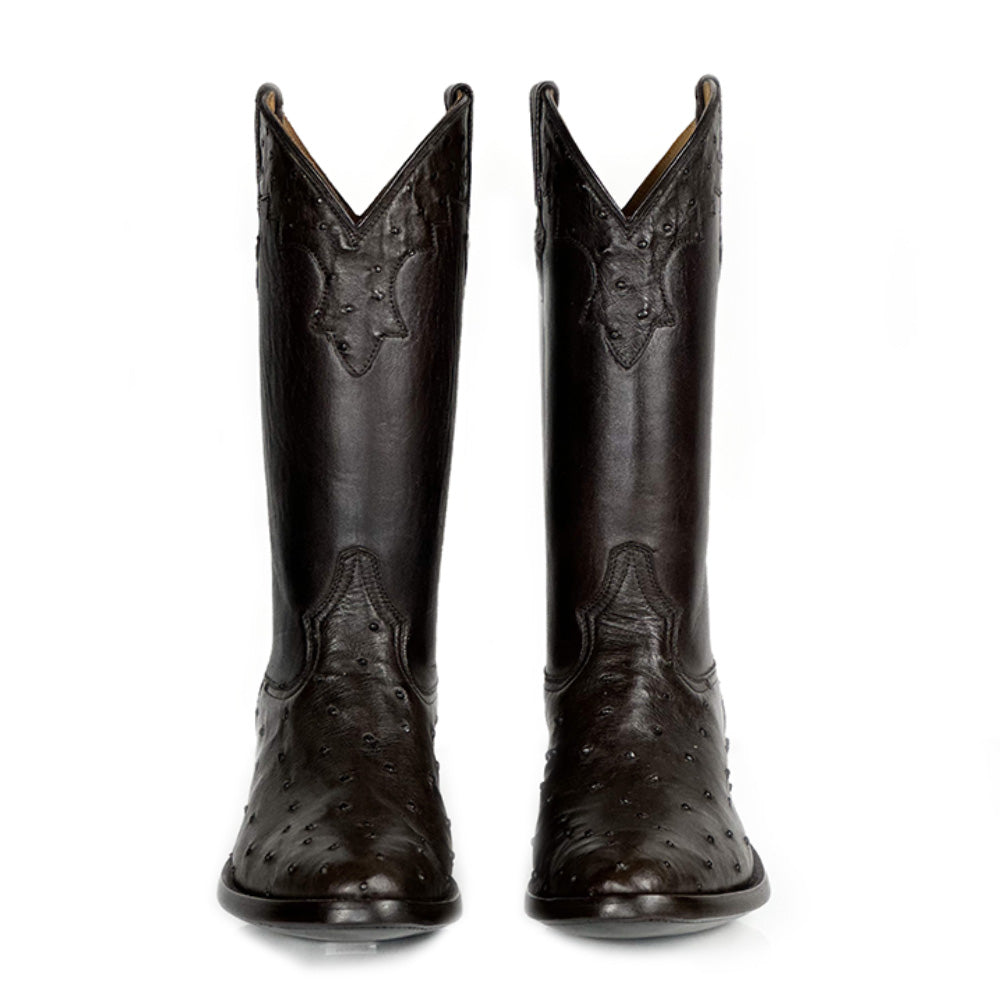 Ostrich- Hickory Boot — detail shot of handmade ostrich boots