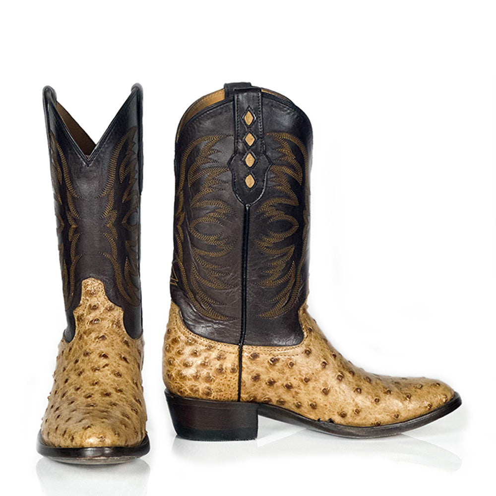 Ostrich- Scotch Boot — side view of handmade ostrich boots