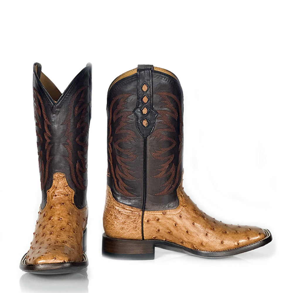 Ostrich- Whiskey Boot — side view of handmade ostrich boots