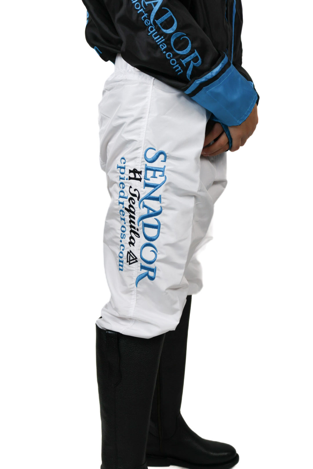 blue white senador jockey pants 