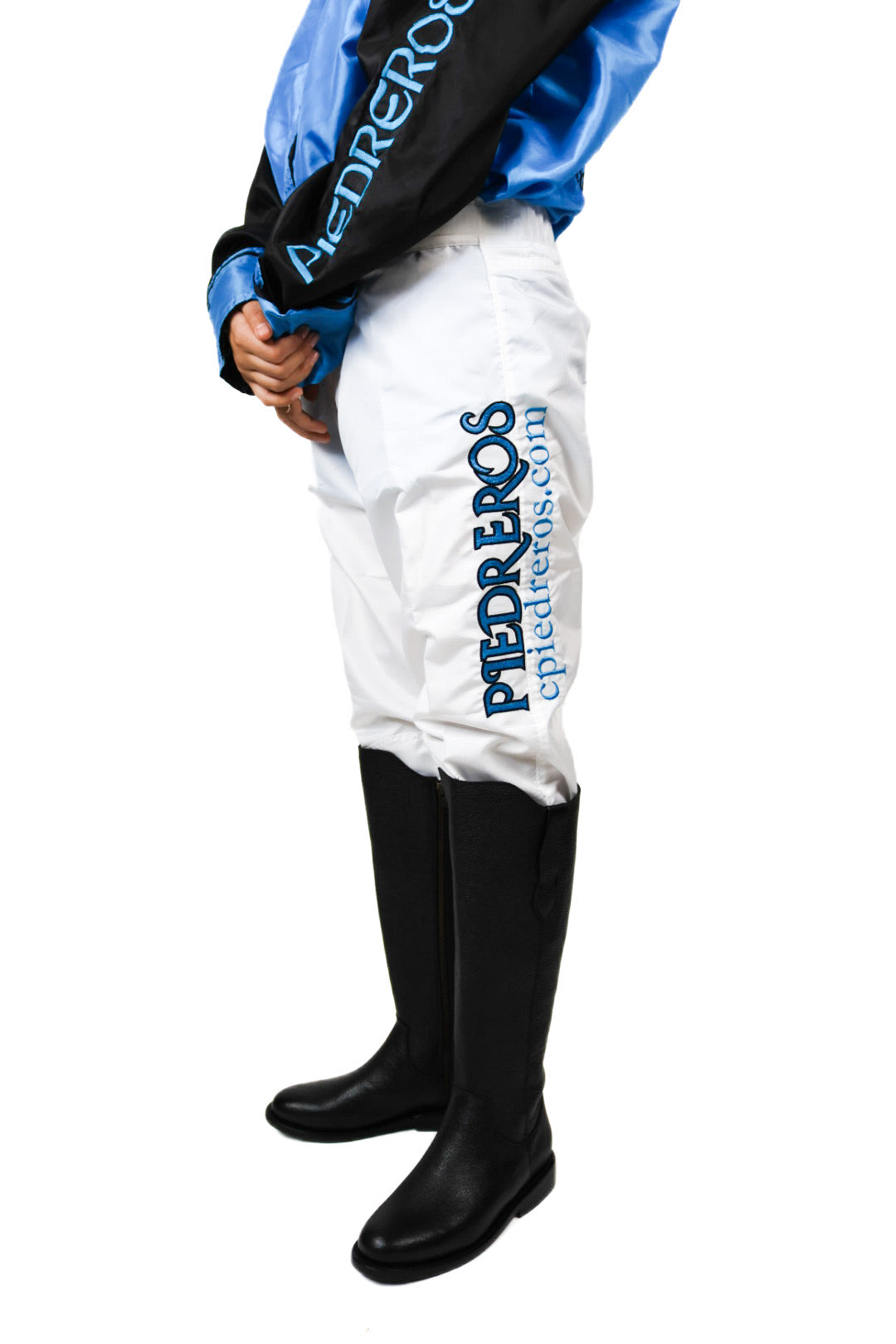 piedreros blue and black jockey pants 