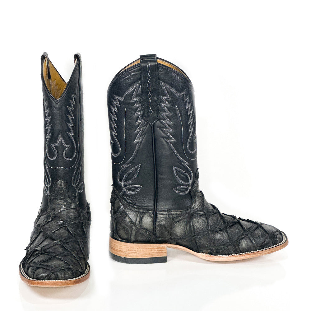 Pirarucu Shadow Fish Boot — side view of handmade pirarucu boots