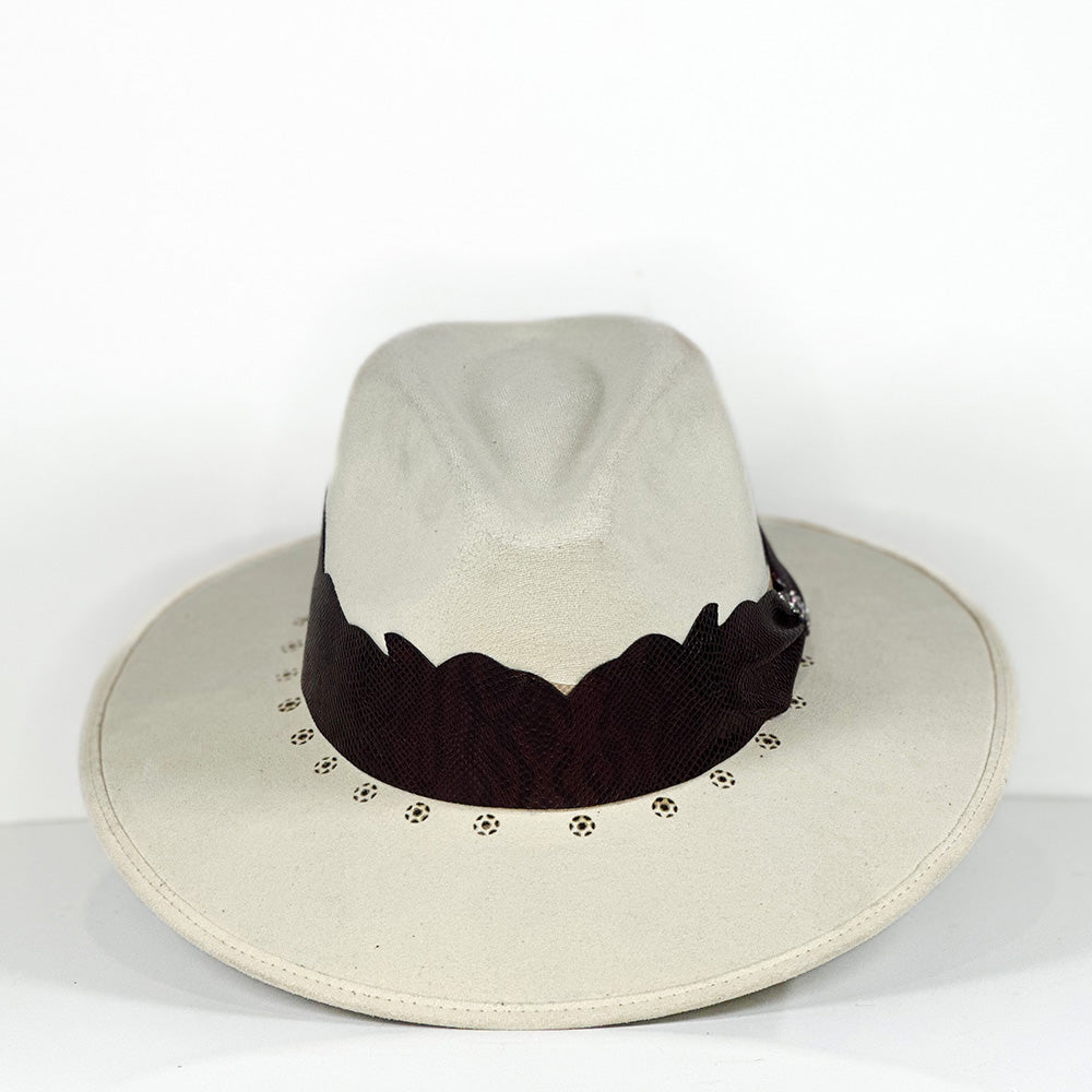 Porter Dark Ribbon Hat — detail shot of Cuadra Piedreros cap