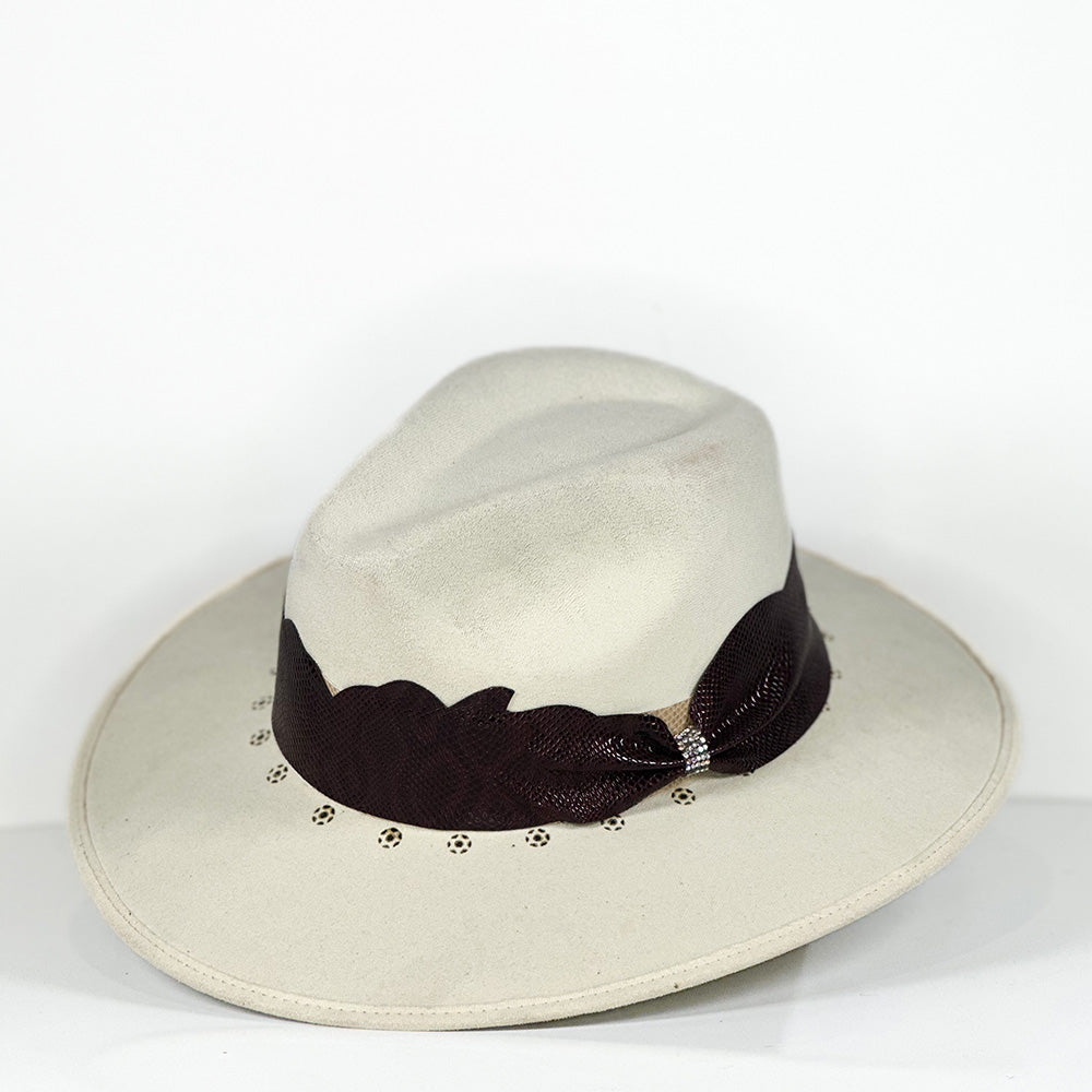 Porter Dark Ribbon Hat — angled view of Cuadra Piedreros cap