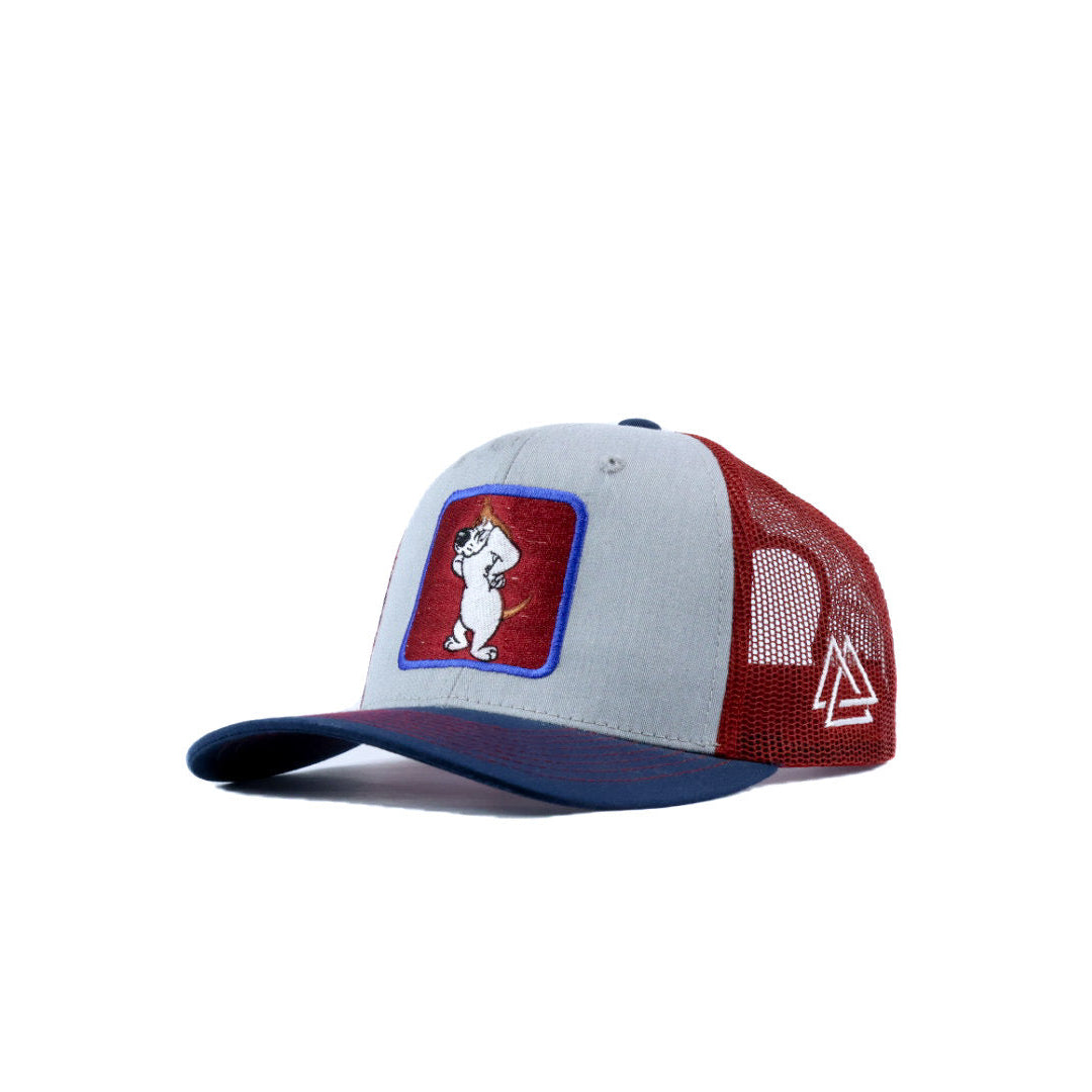 Trucker hat with a logo on a white background