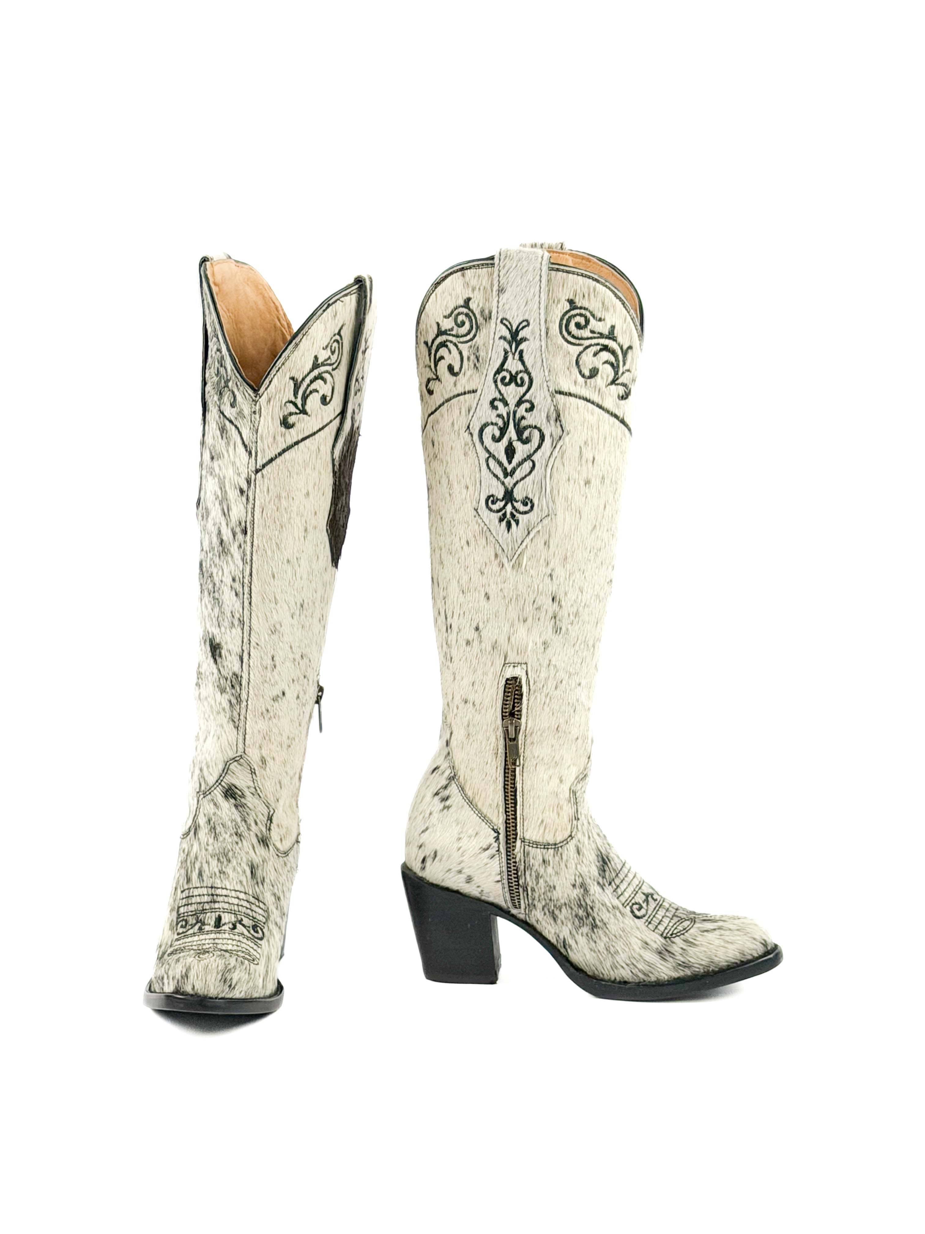 Womens Round Toe Cowhide Boots