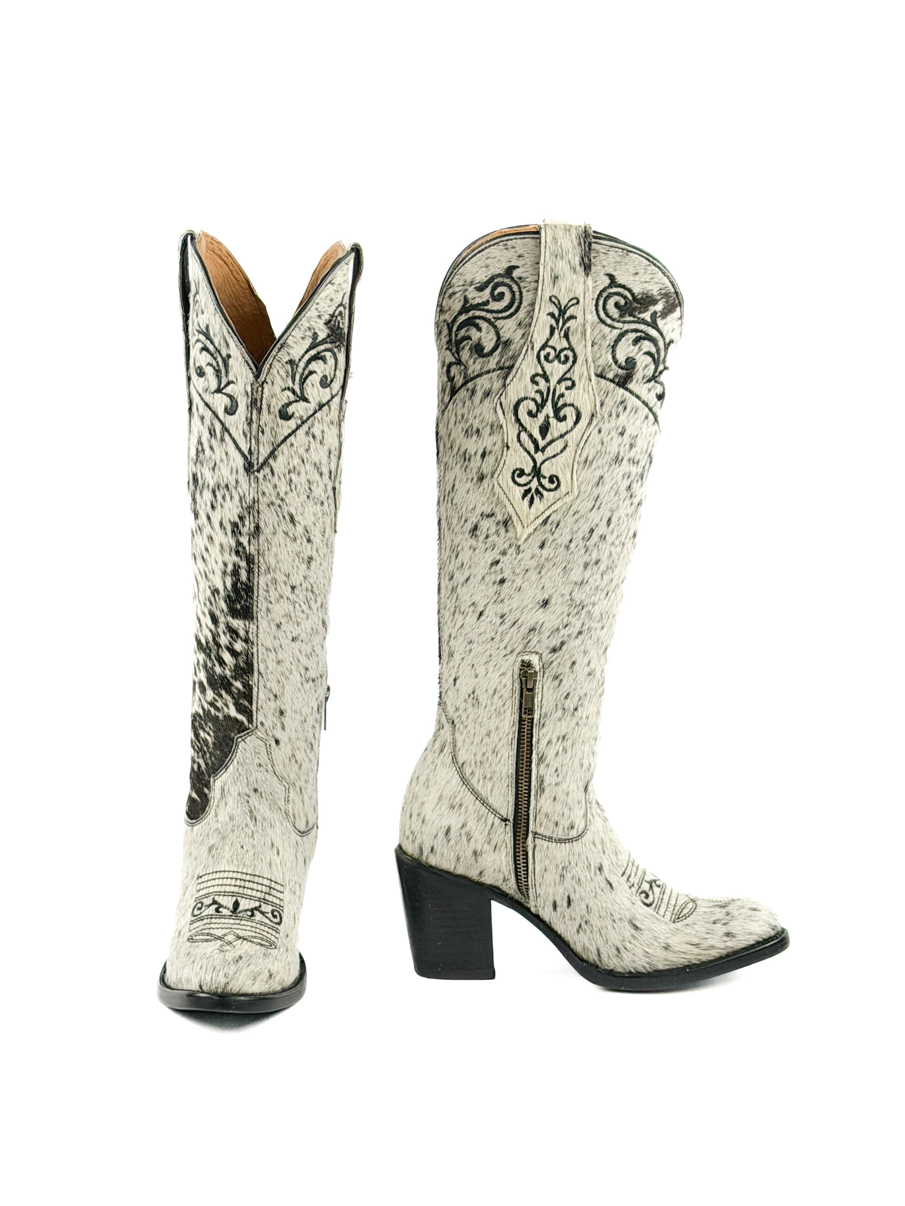 Women's Round Toe Cowhide Boots