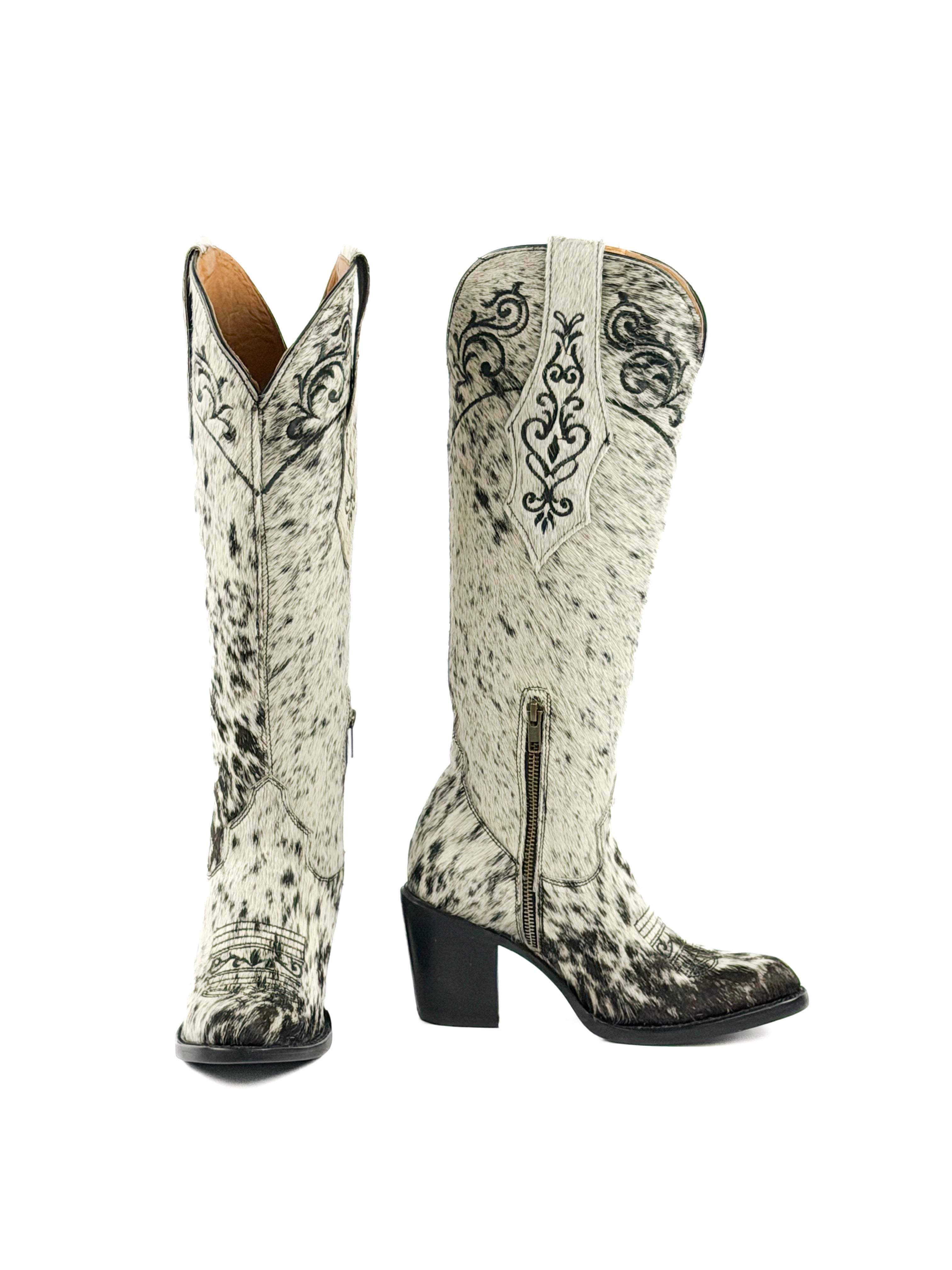 Women's Round Toe Cowhide Boots