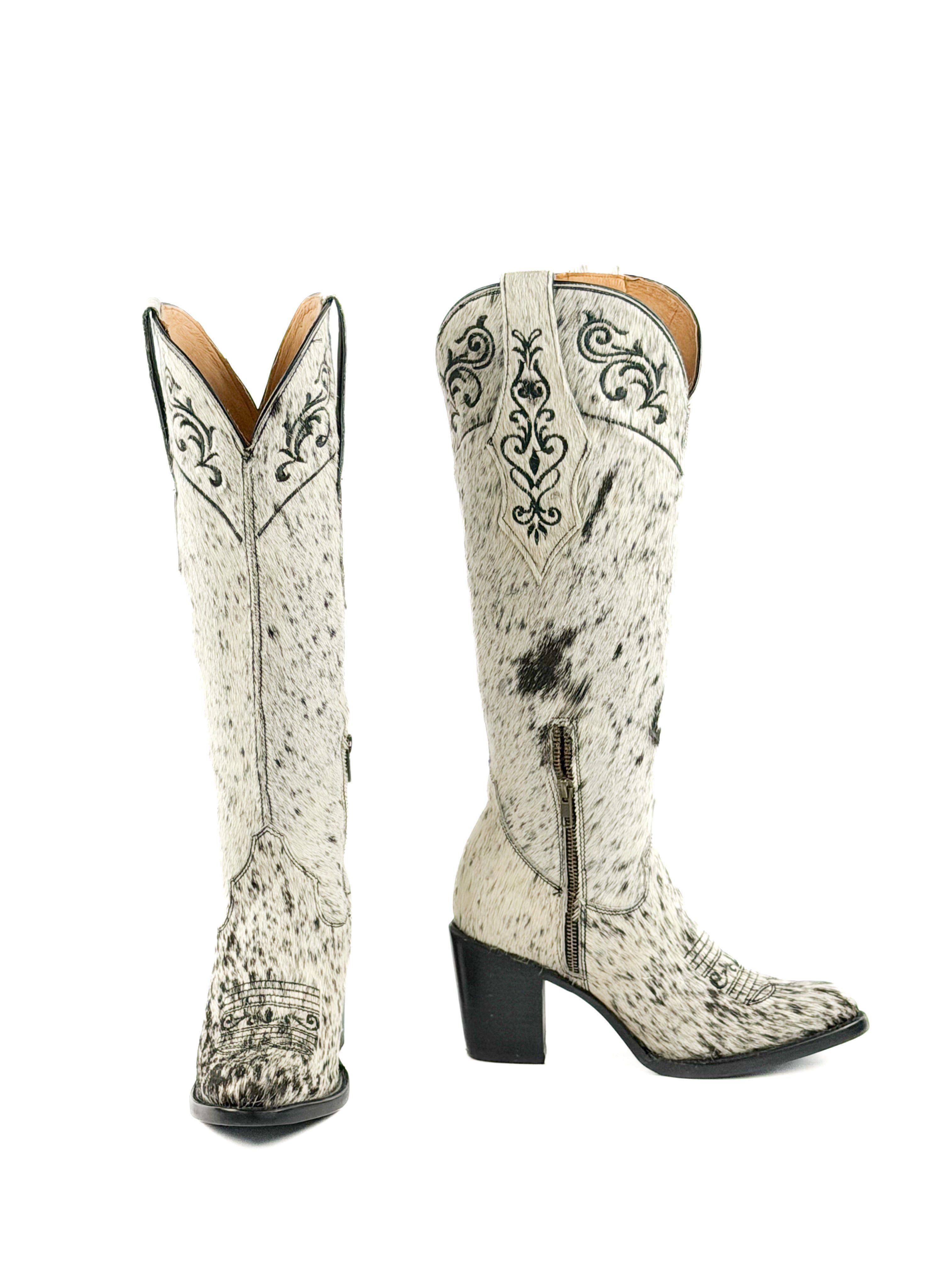 Women's Round Toe Cowhide Boots