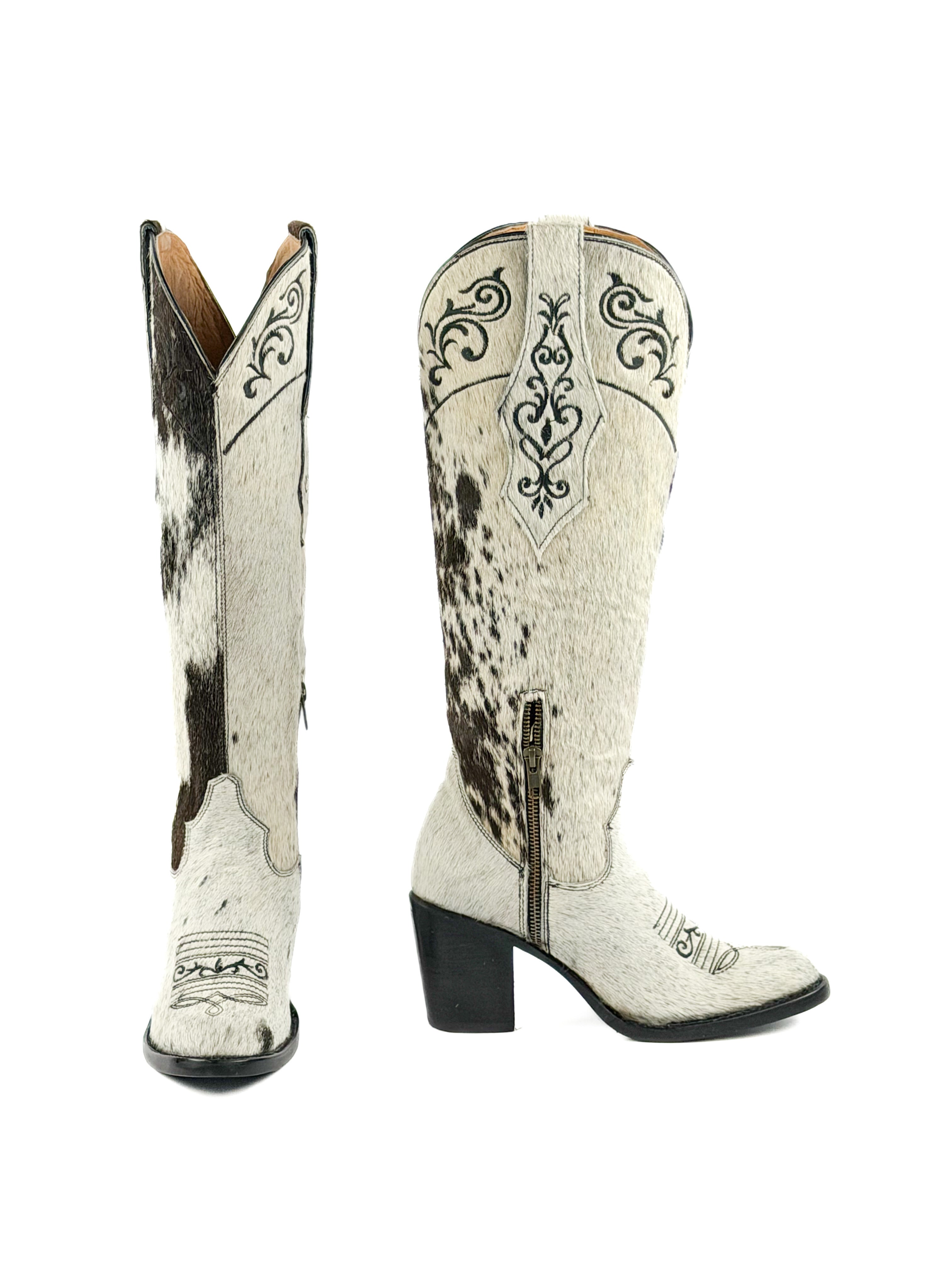 Women's Round Toe Cowhide Boots