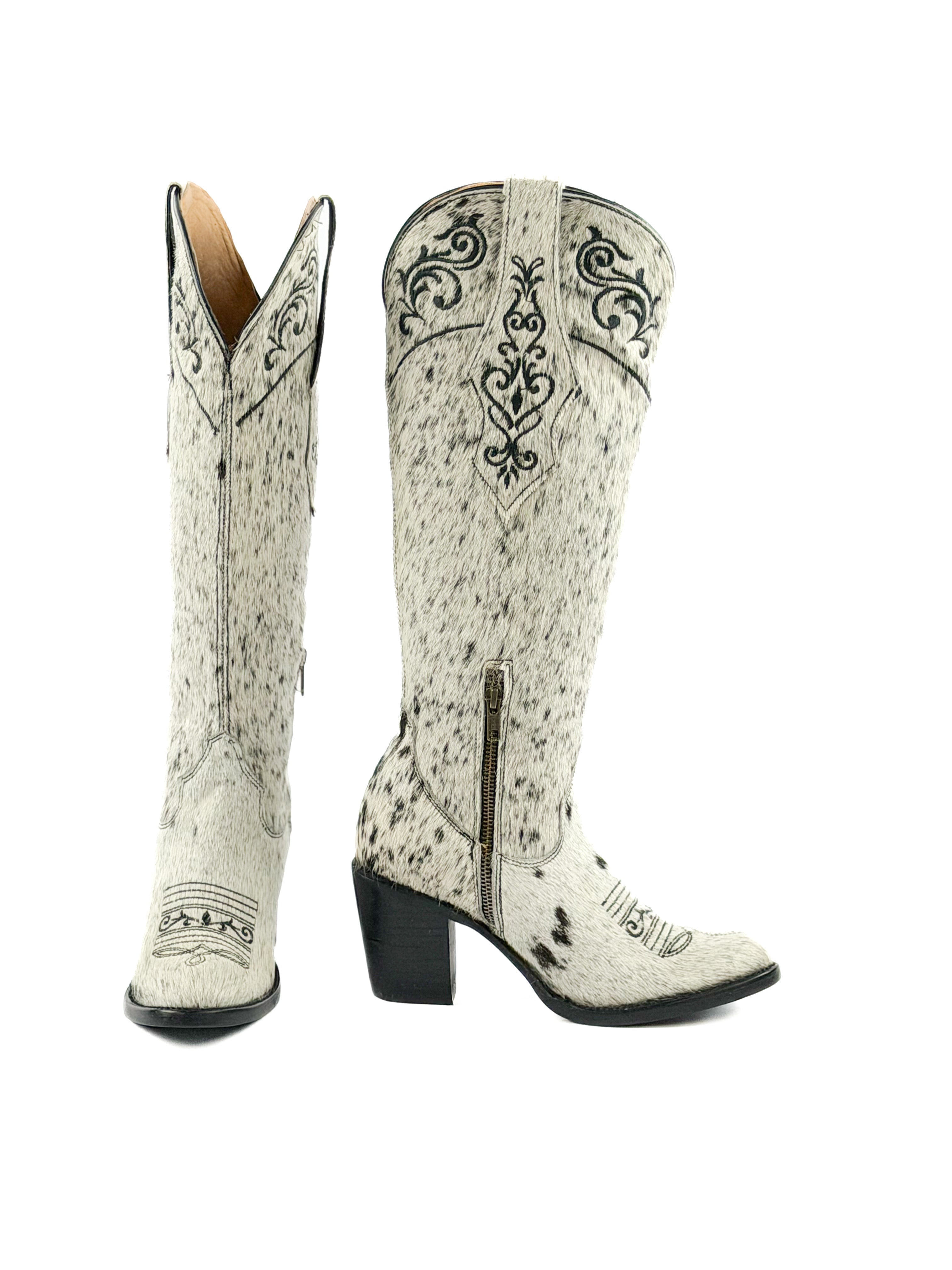 Women's Round Toe Cowhide Boots