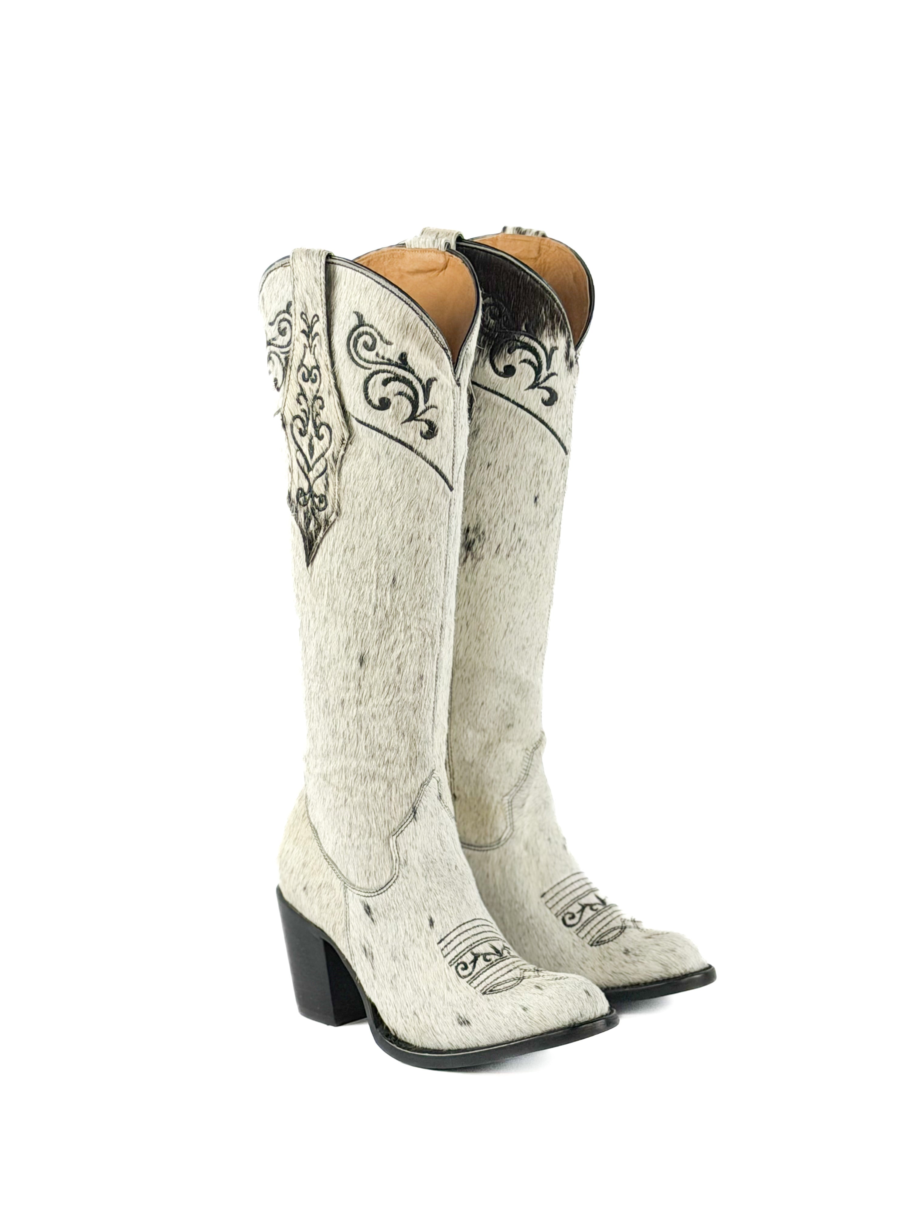 Women's Round Toe Cowhide Boots