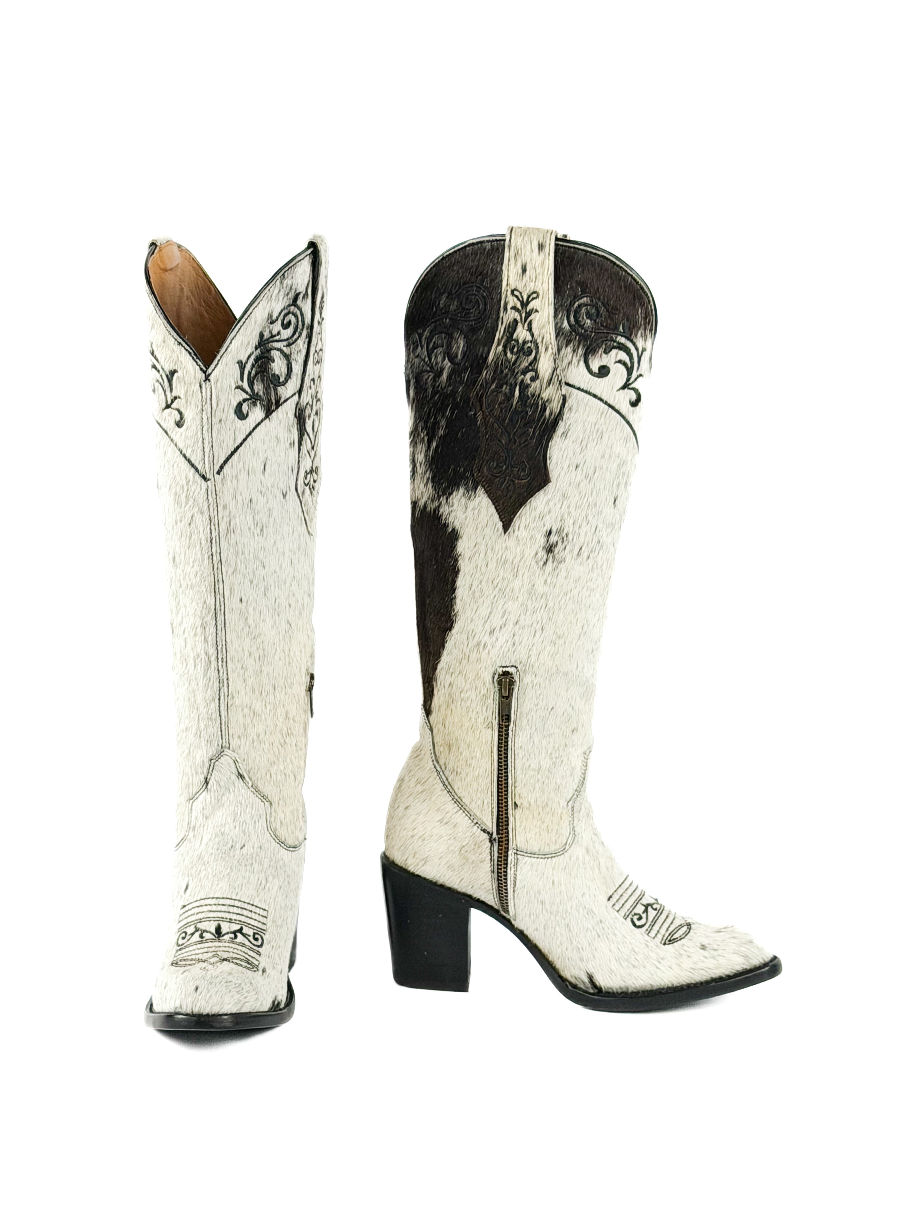 Women's Round Toe Cowhide Boots