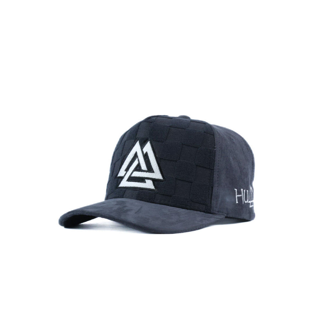 Gray checkered Cap with black and white Piedreros logo